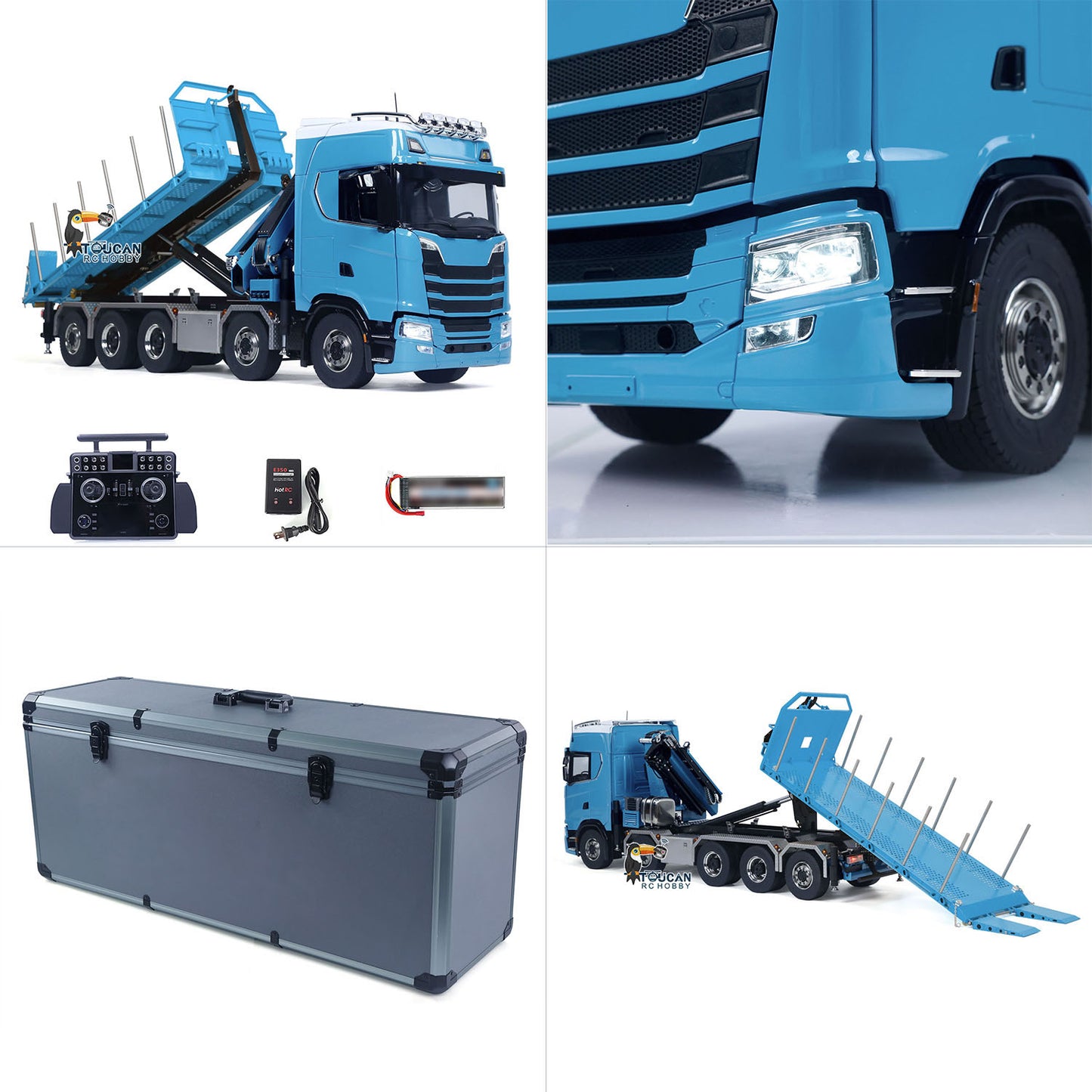 770S 1/14 RC Flatbed Timber 10x10 Metal Hydraulic Crane Radio Control Dump Truck