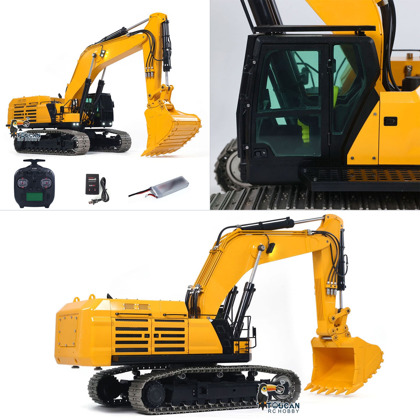 55KG Metal 1/14 RC Hydraulic Excavator 395F Digger Dual Pump RTR Heavy Machine Flysky ST8 Radio Battery 6CH Valve