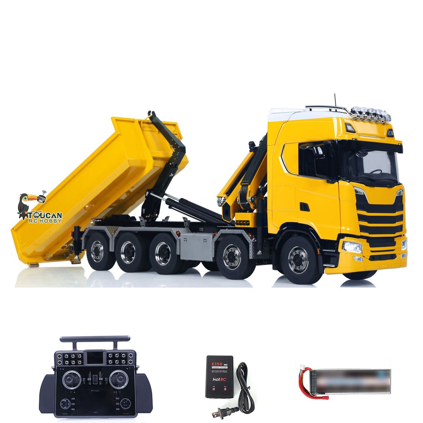 SA770S 1/14 RC Camion à benne basculante à grue hydraulique 10X10 Voiture à benne basculante complète radiocommandée