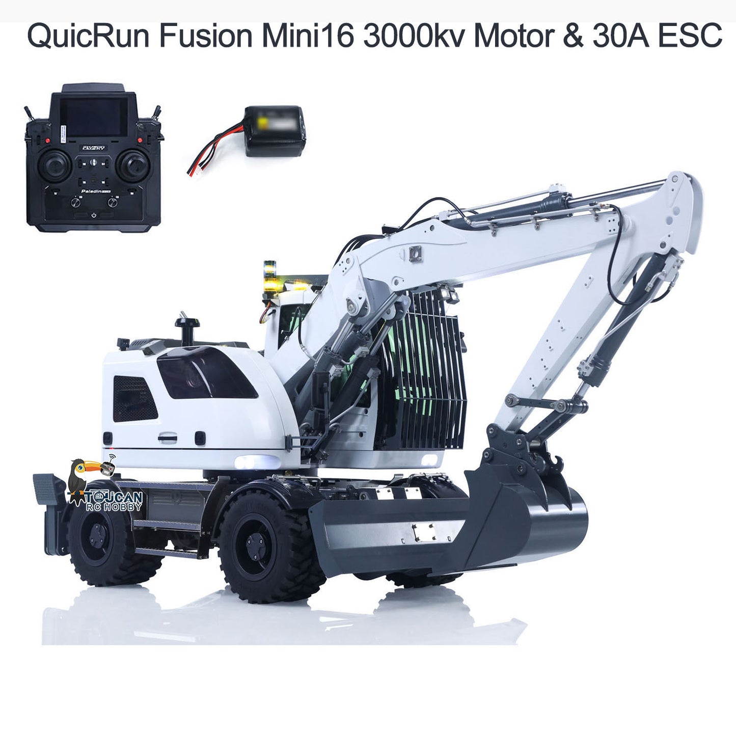 1:14 RC Hydraulic Wheeled Excavator LR914 8-ways Valve 4x4 Digger Engineering Vehicle RTR Axle Lock Upgrade Brushless Motor ESC