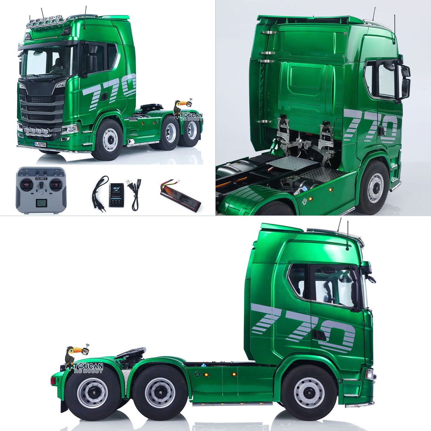 KABOLITE 1/14 770S RC Tractor Truck 6x6 Remote Control Lorry Car 2Speed Gearbox Differential Lock Battery Radio RTR Model