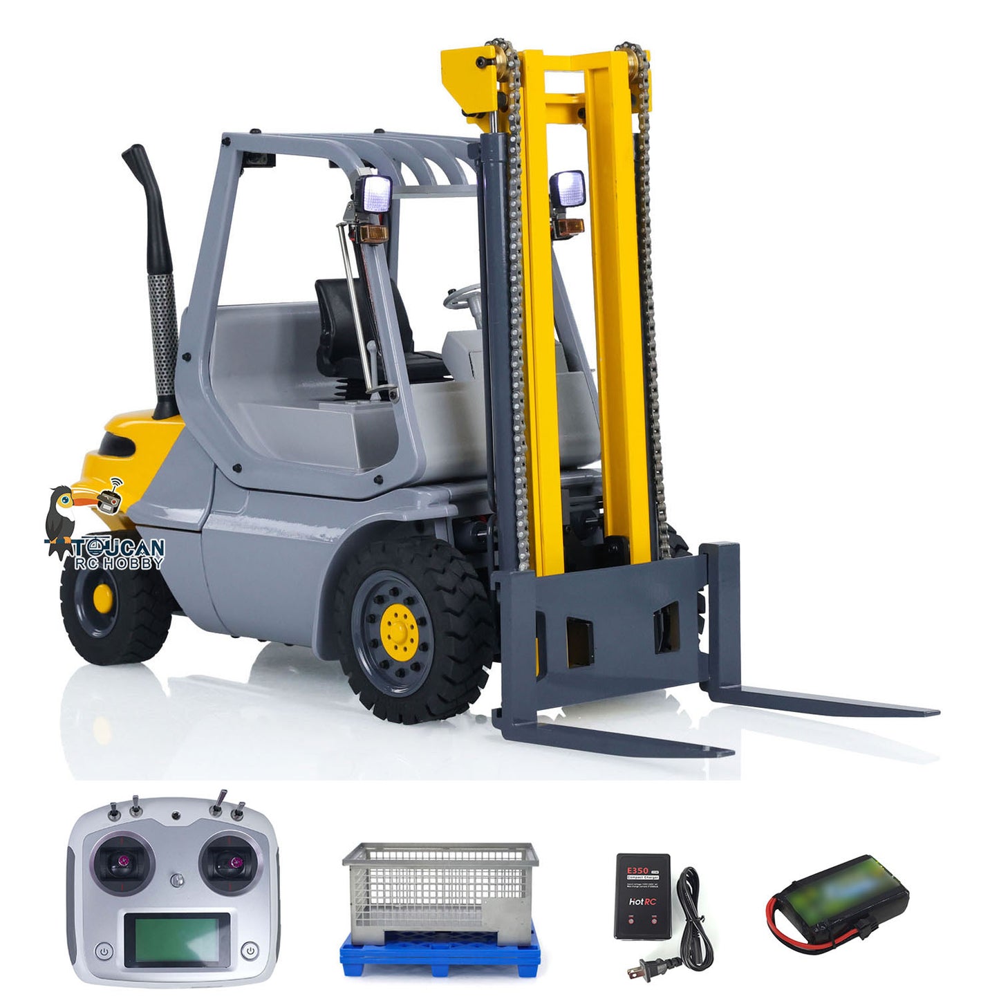 1/14 Hydraulic RC Forklift Wheeled Transfer Car Metal Construction Vehicles
