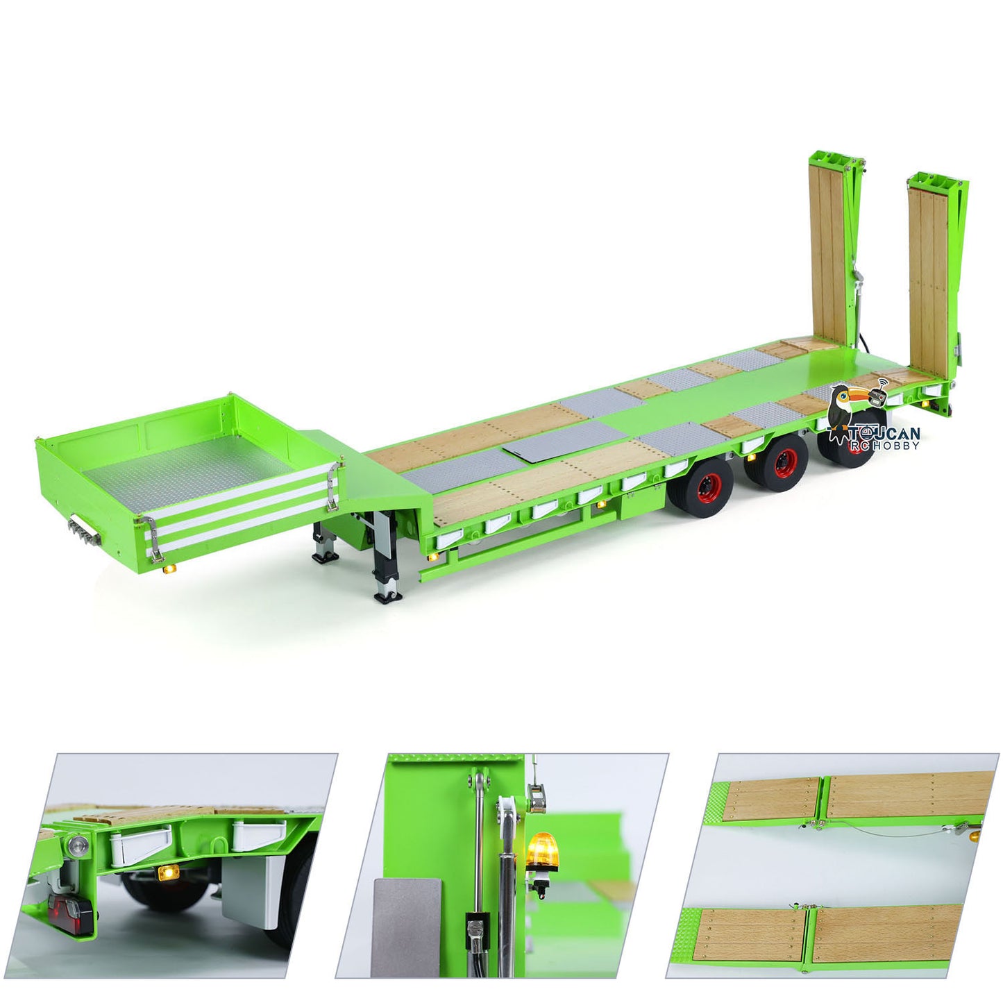 1/14 LESU Metal Trailer Hydraulic Lifting Tailboard Electric Legs Painted for RC Tractor Truck DIY Radio Controlled Lorry Car