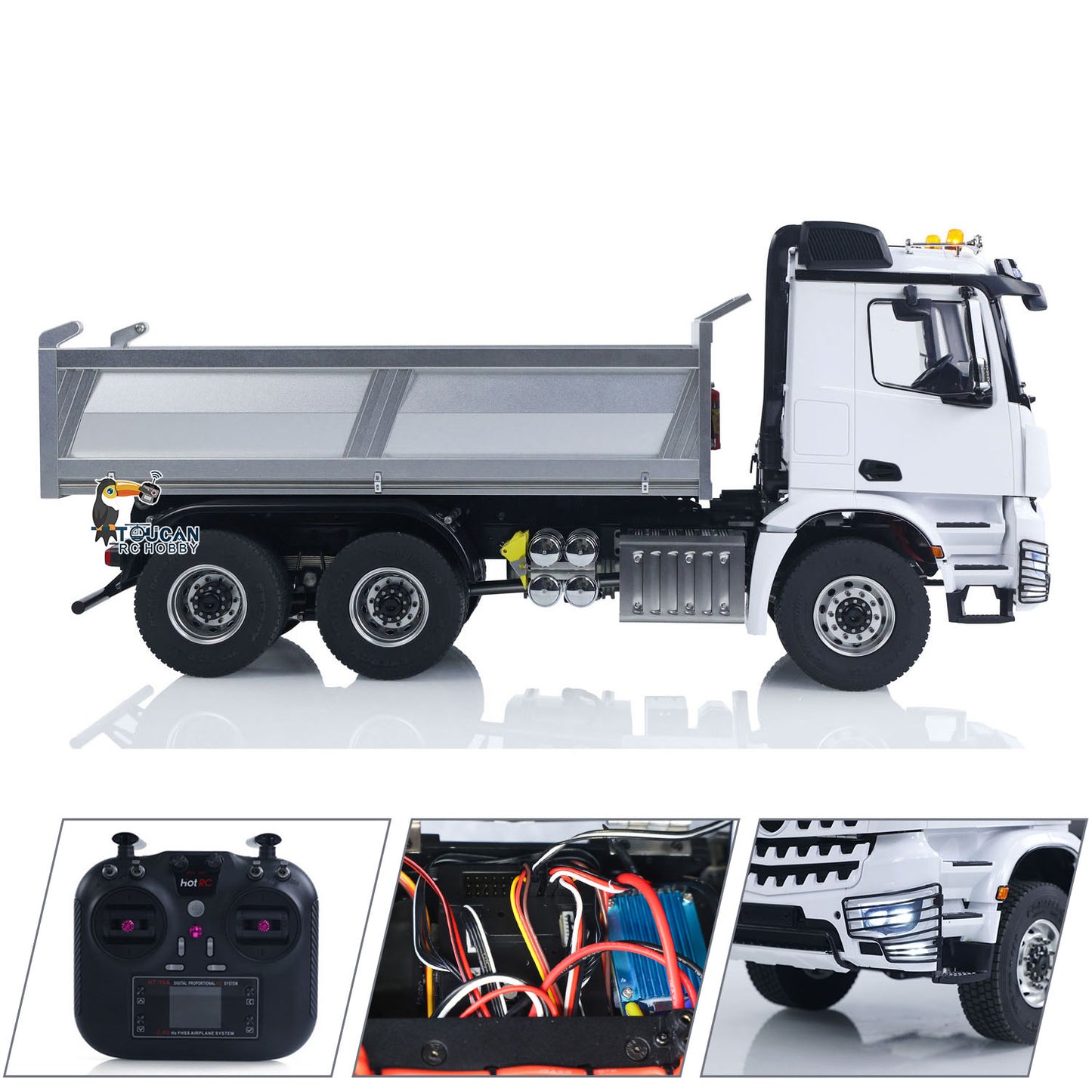 6x6 1/14 RC Hydraulic Dump Truck 3348 2025 Tipper Metal Axles Gearbox Suspension Bucket Oil Tank Light Sound