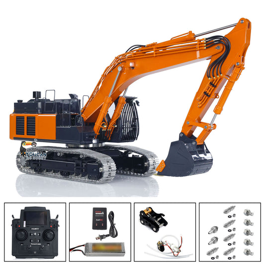 90% Metal LESU 1/14 RC Hydraulic Excavator Aoue ZX490 RTR 2Arms Heavy Digger Model PL18EV Lite Light Sound Smoke