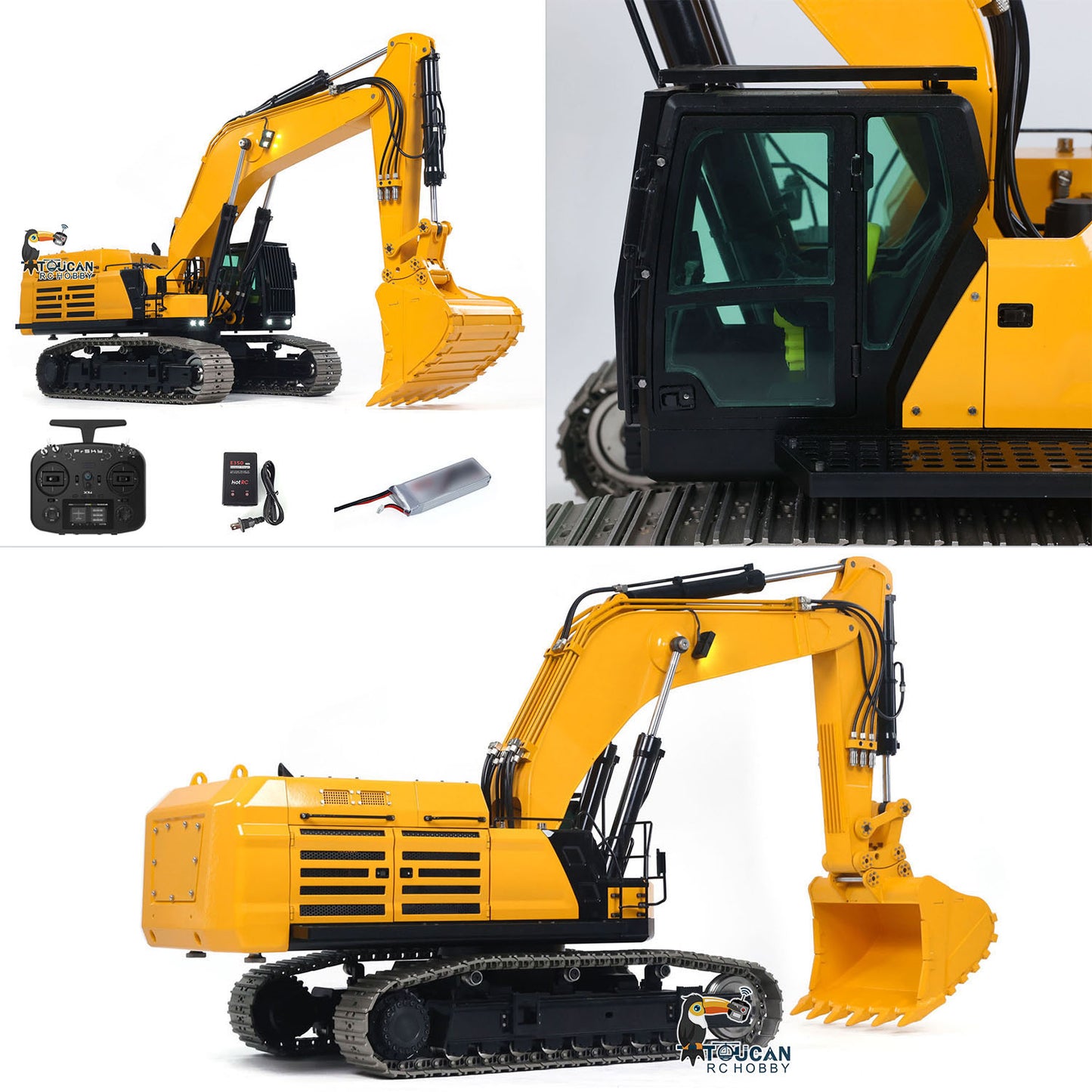 Heavy Machine 1/14 RC Hydraulic Excavator 395F Metal Digger RTR Model Car 1.0L Dual Pump Frsky X14 Radio Battery