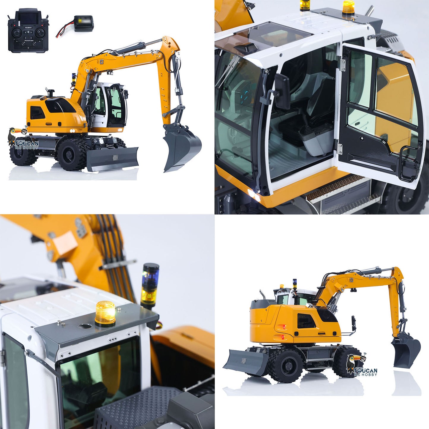 1/14 RC Hydraulic Wheeled Excavator LR914 8-ways Valve RTR Metal Remote Control 4*4 Digger Model Axle Lock Flysky PL18EV Lite
