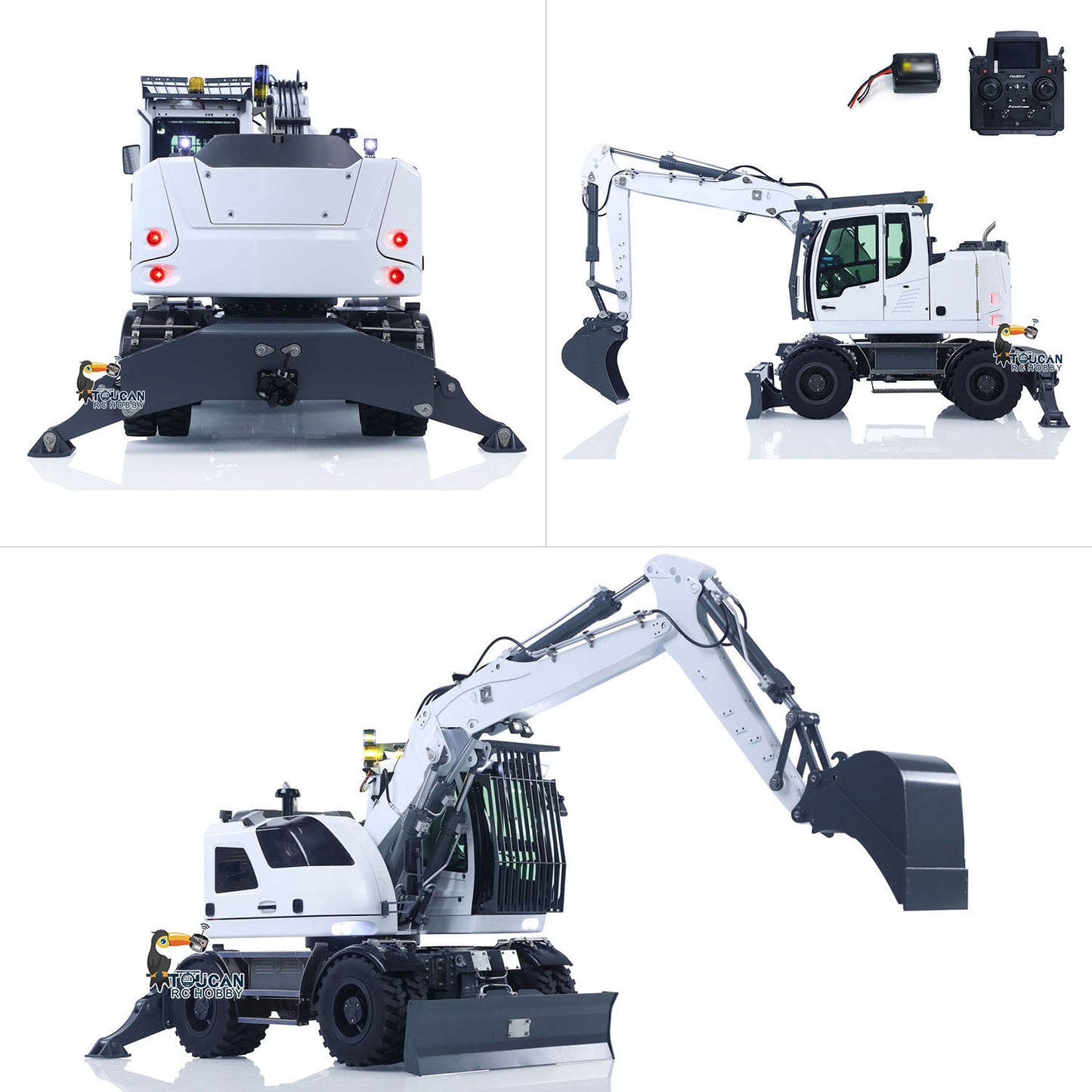 CUT 1/14 Scale 914 8-ways RC Hydraulic Wheeled Excavator