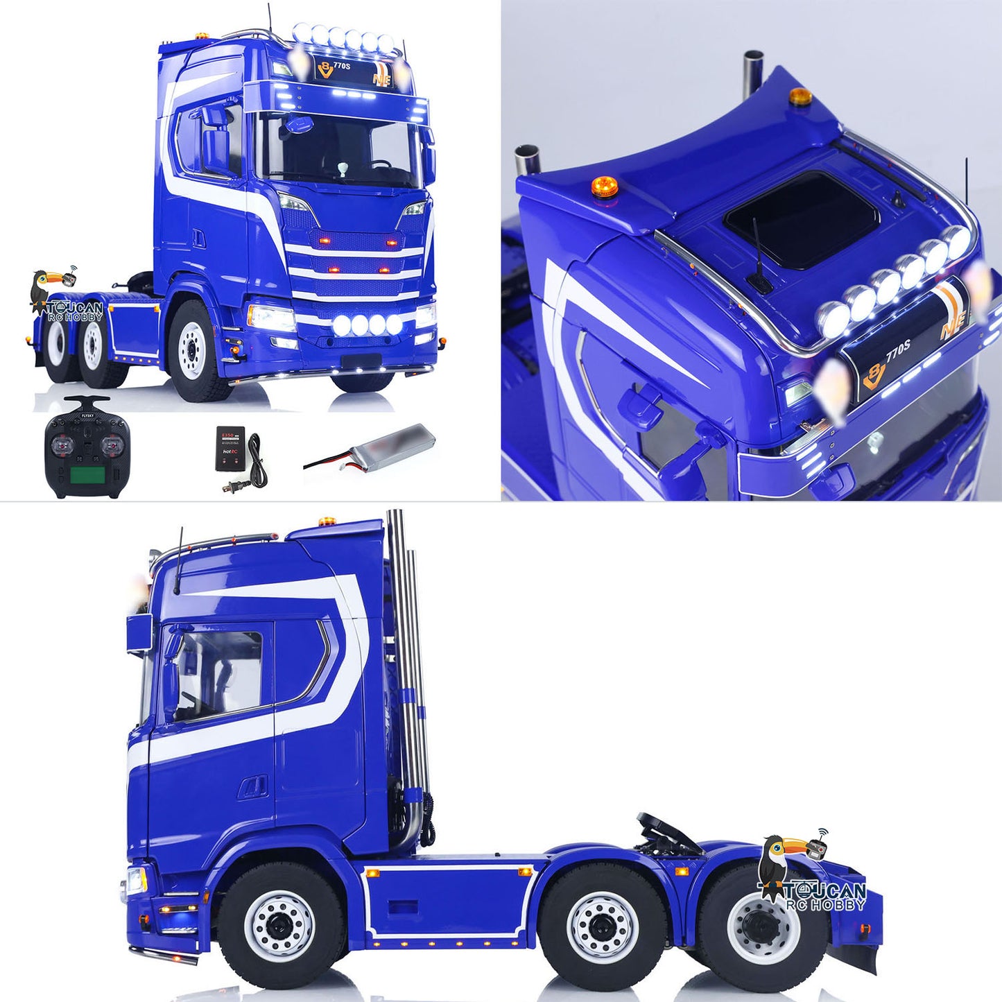 TOUCAN 770S 1/14 RC Tractor Truck 6X6 Metal Chassis Axle Locks 3Speed RTR Smoke Sound Light Unit Cabin Suspension ST8
