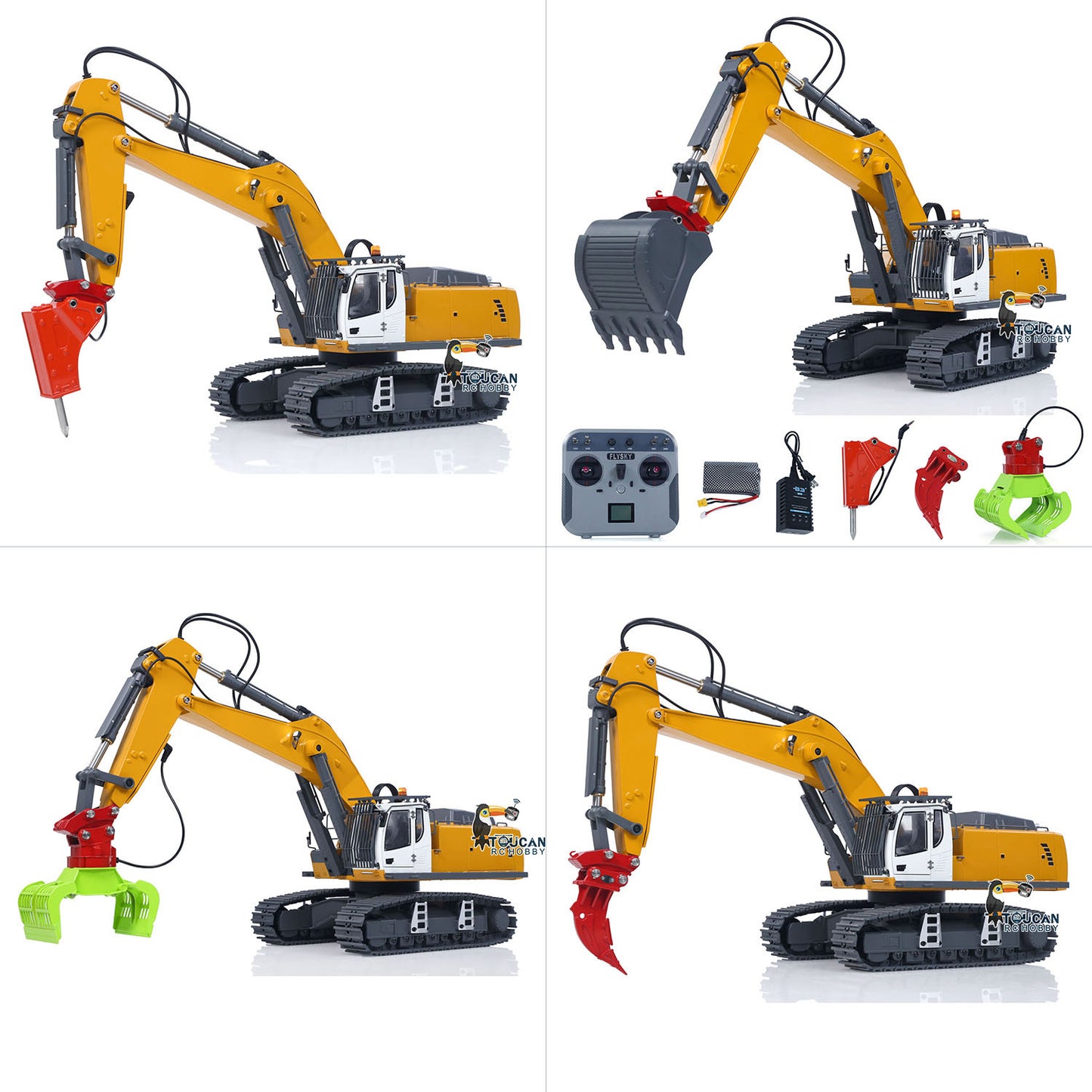 1/18 Kabolite 5901 100S Electric Lifting RC Excavator Flysky Remote Control Digger Engineering Vehicle Electric Ripper Hammer