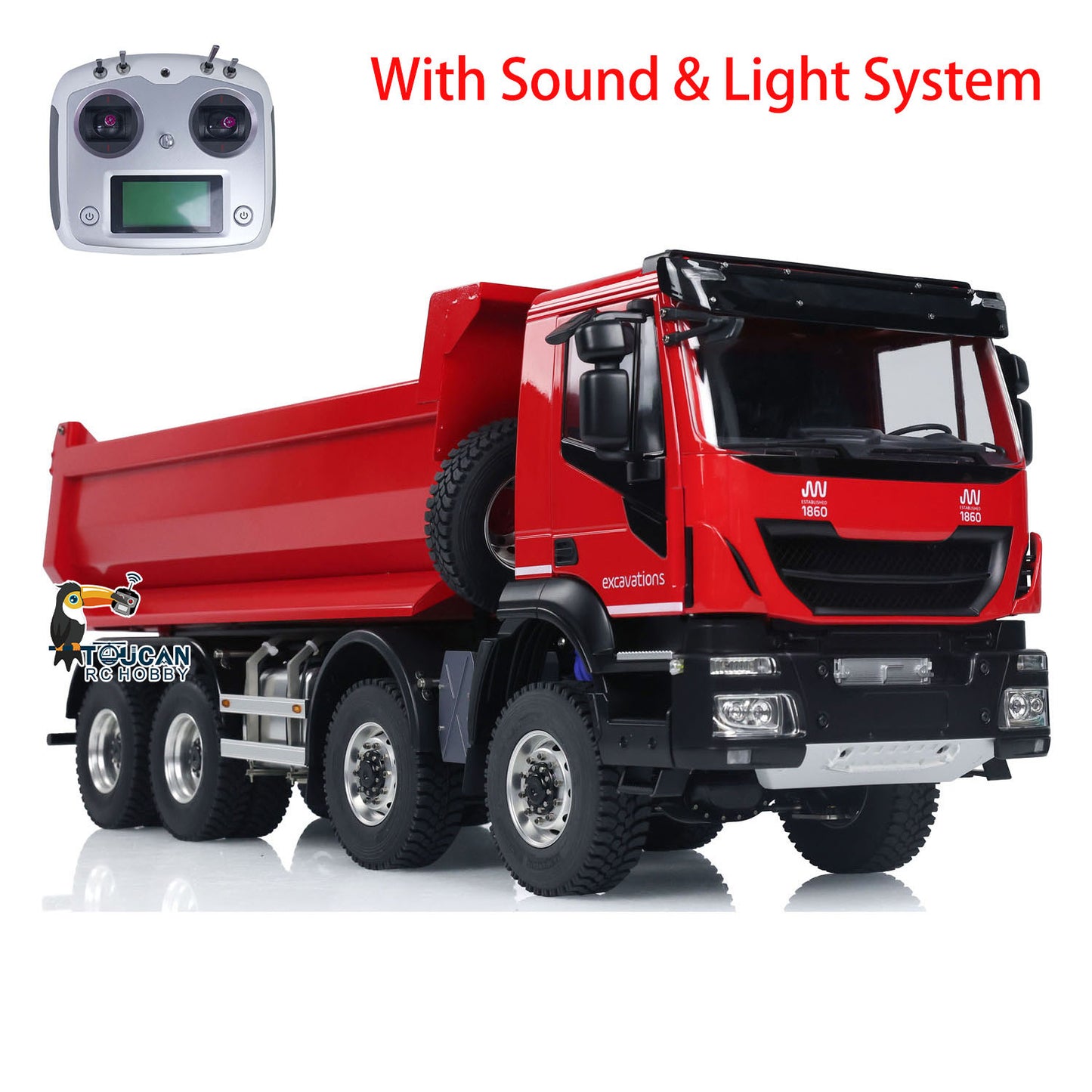 Camion à benne basculante hydraulique RC en métal 1:14 8x8