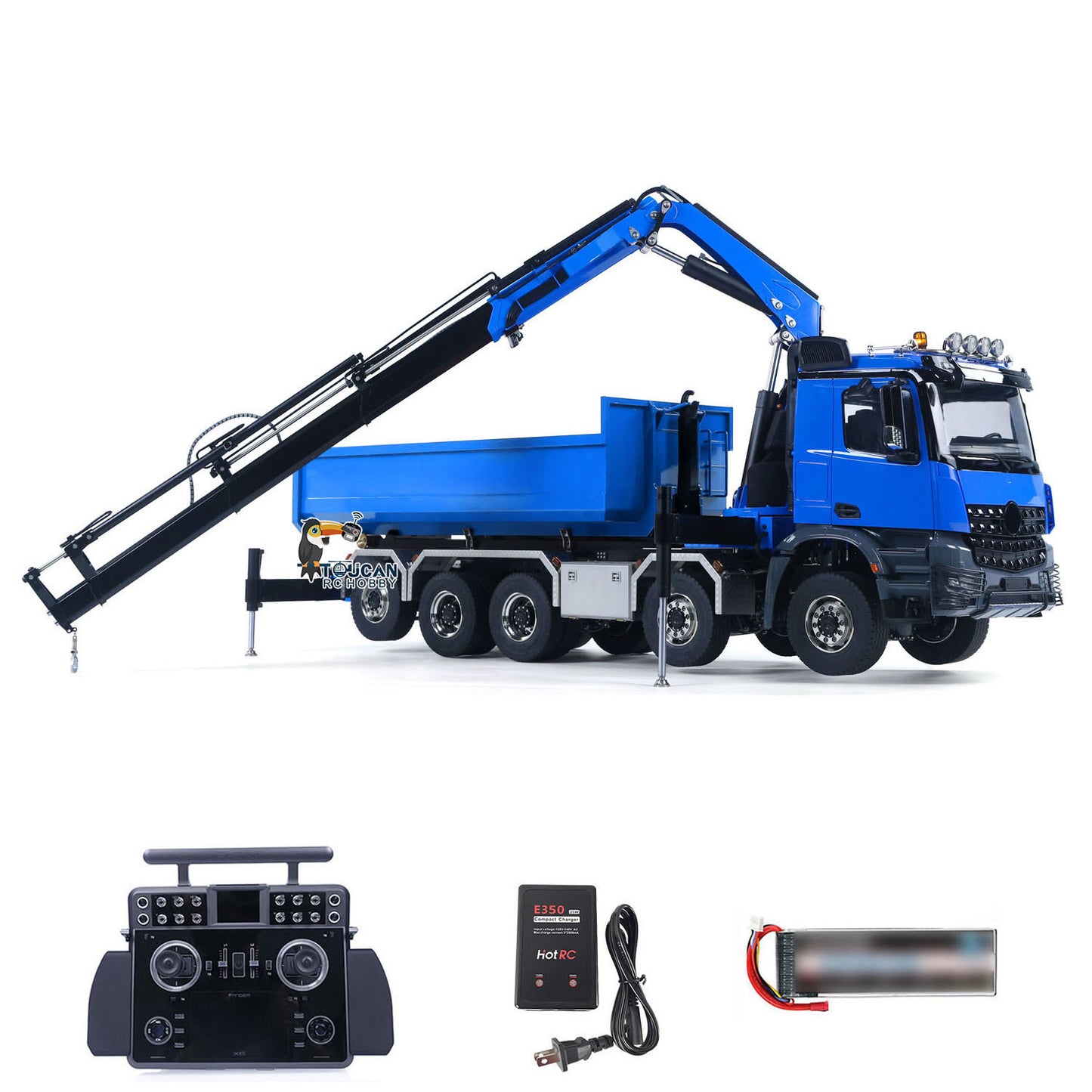 10x10 1/14 RC Hydraulic Crane Truck Full Dumper RTR XRLite Radio