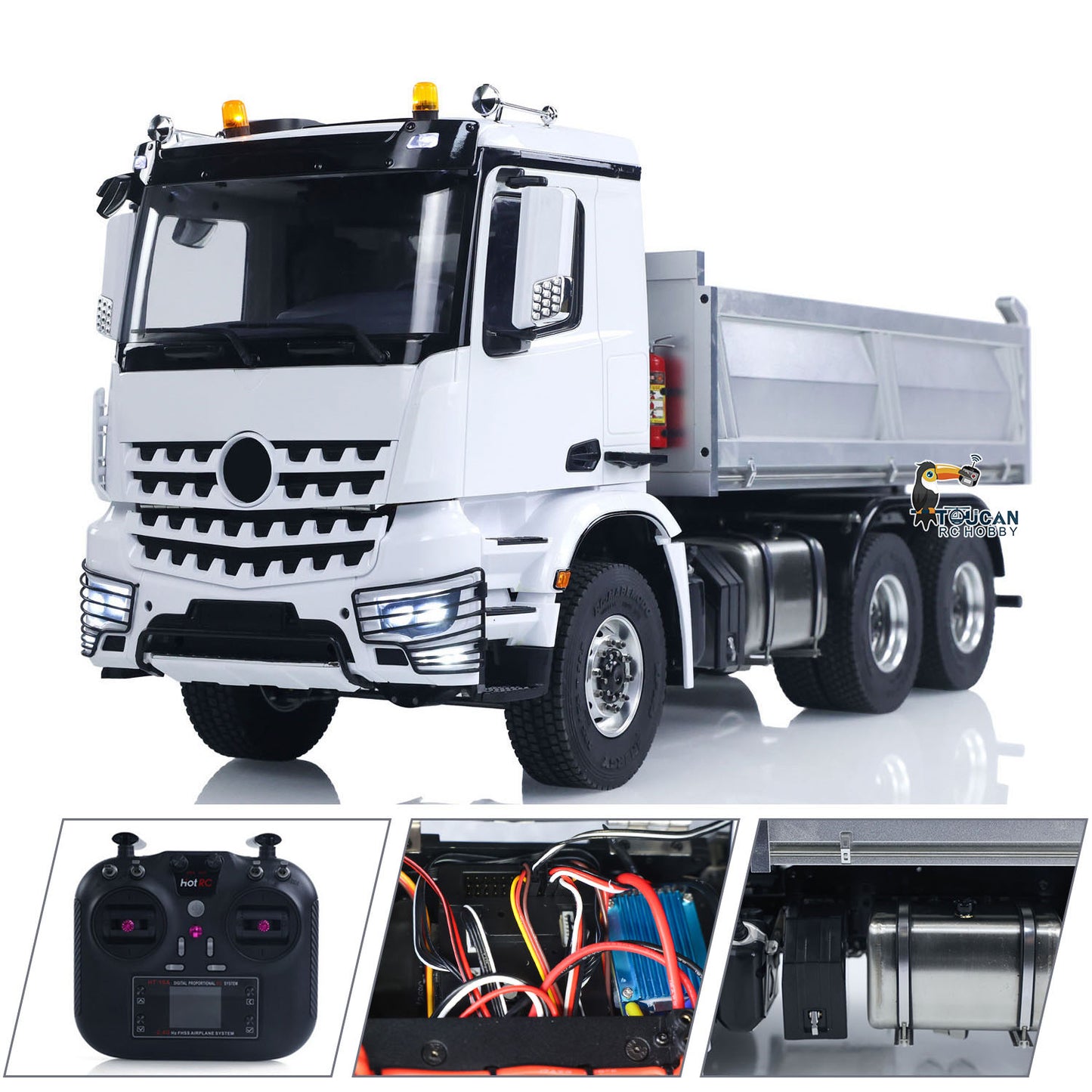6x6 1/14 RC Hydraulic Dump Truck 3348 2025 Tipper Metal Axles Gearbox Suspension Bucket Oil Tank Light Sound