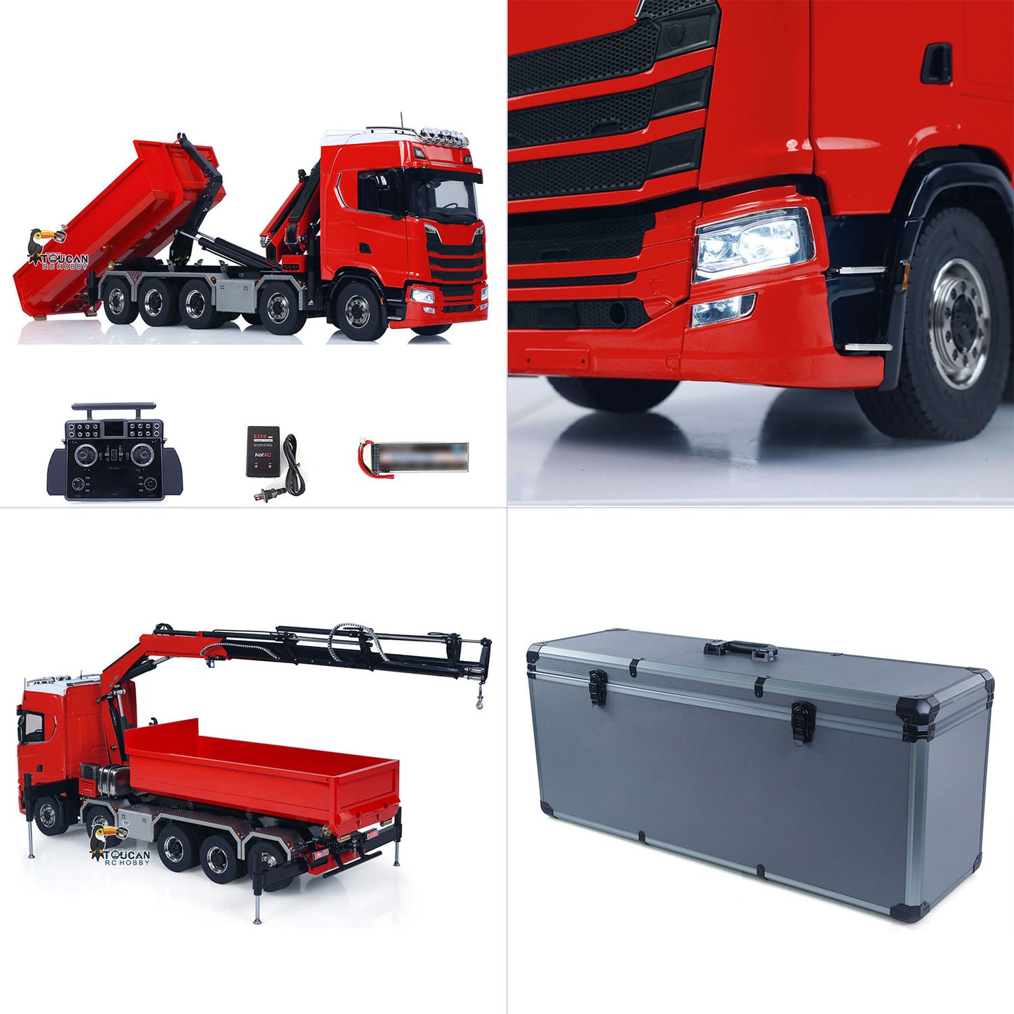 SA770S 1/14 RC Camion à benne basculante à grue hydraulique 10X10 Voiture à benne basculante complète radiocommandée