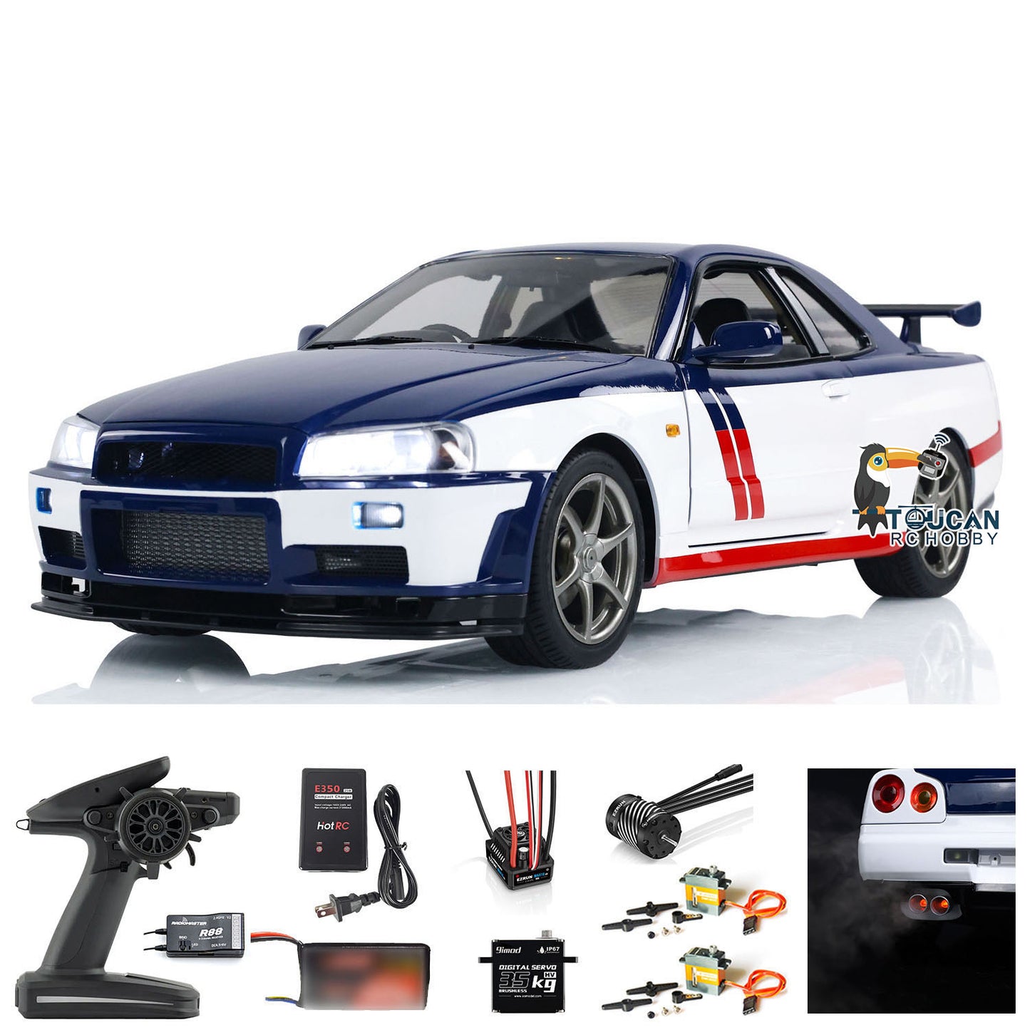 Capo 1/8 Assembled Painted RTR 4x4 4WD R34 RC Racing Drifting Car With Sound Light System Smoke Function