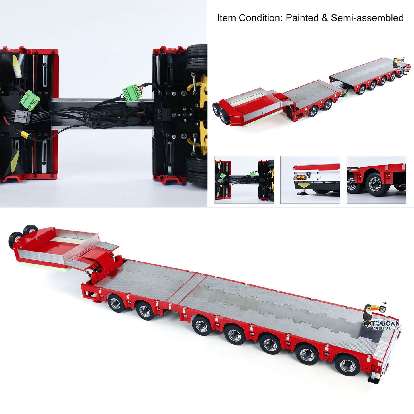 1/14 2+5 Axles RC Metal Heavy Trailer Lowboy Trailer For TAMIYA LESU RC Tractor Truck Radio Controlled Lorry Excavator Loader