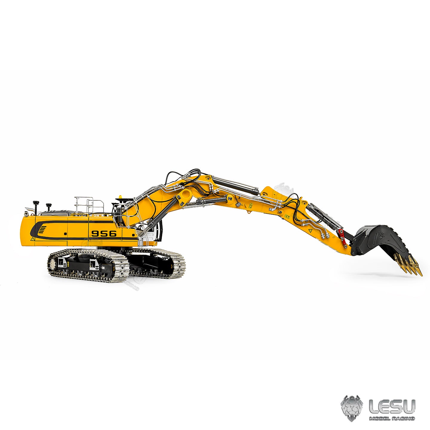 LESU 1/14 RC Hydraulic Excavator LR956 Metal 3 Arms Digger Model 4+3CH Valve Dual Pumps Light Flysky PL18EV LITE