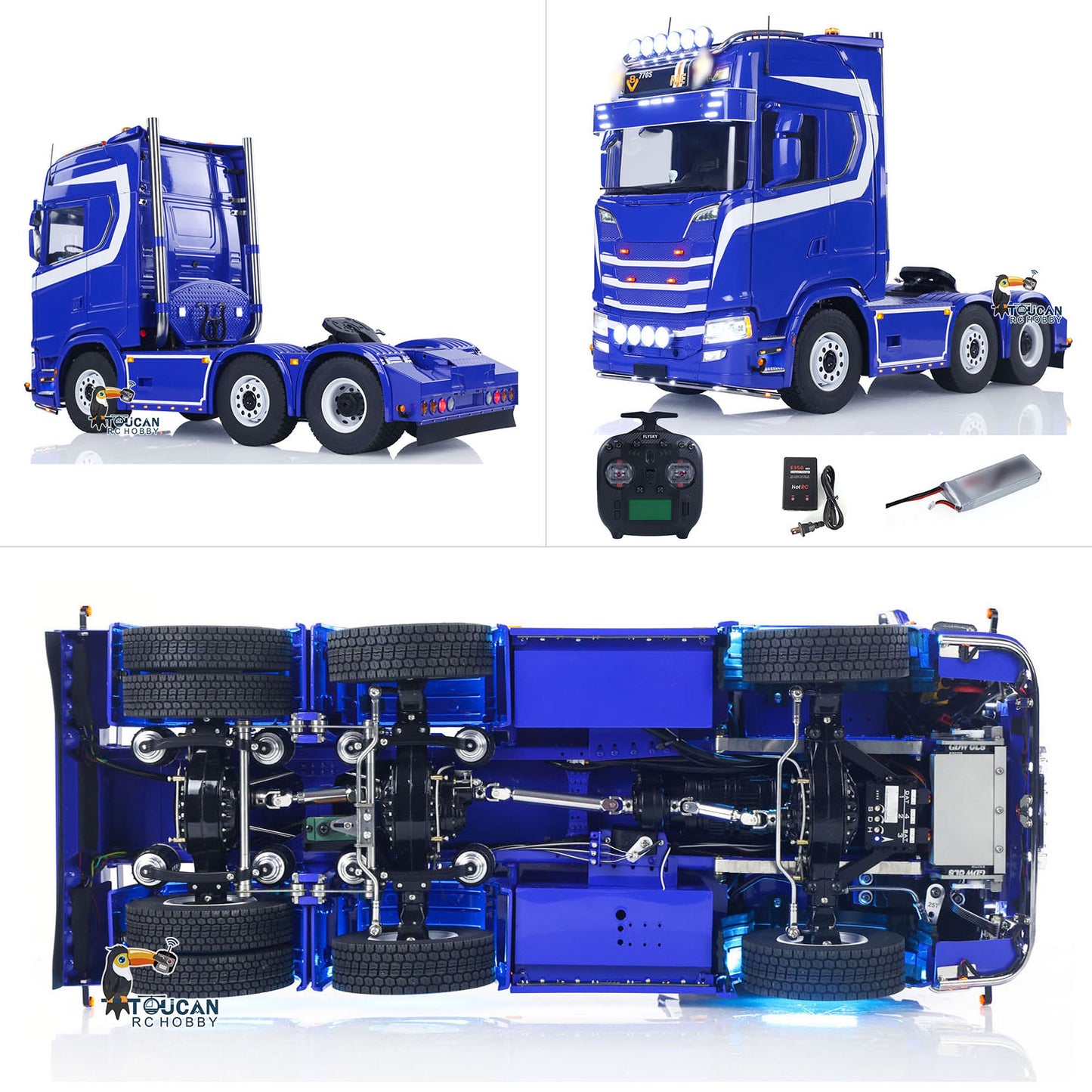 TOUCAN 770S 1/14 RC Tractor Truck 6X6 Metal Chassis Axle Locks 3Speed RTR Smoke Sound Light Unit Cabin Suspension ST8