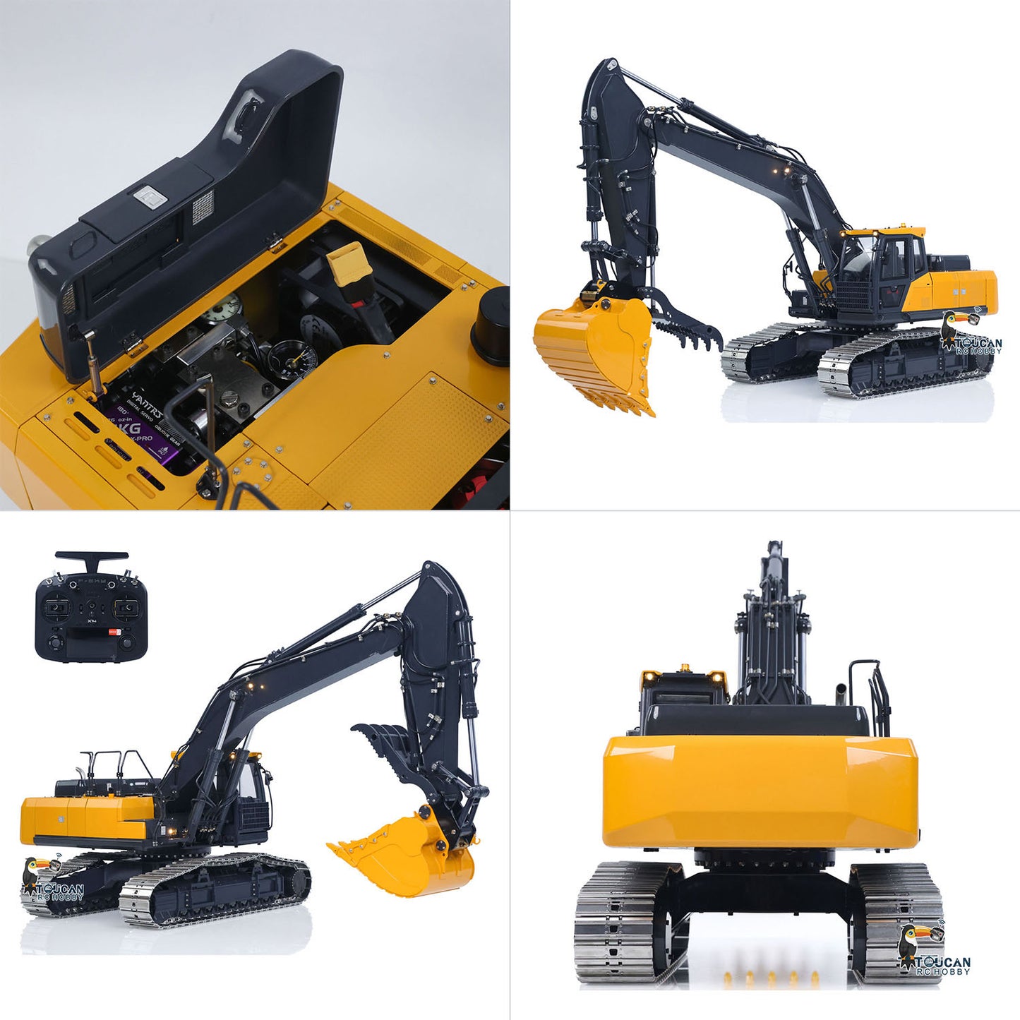 Super Frog 3 Pumps E400 Pro 6CH Valve Thumb Type 1/14 RC Hydraulic Excavator Metal Digger Frsky X14 Radio Sound