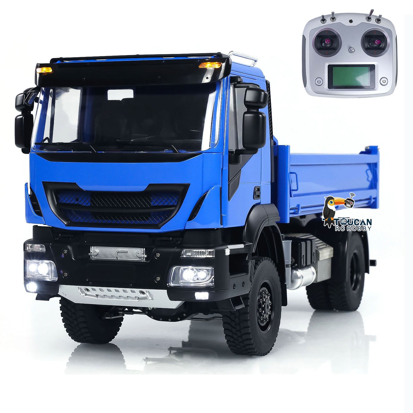 Camion à benne basculante hydraulique RC 1/14 4x4 en métal RC Tipper personnalisé bleu