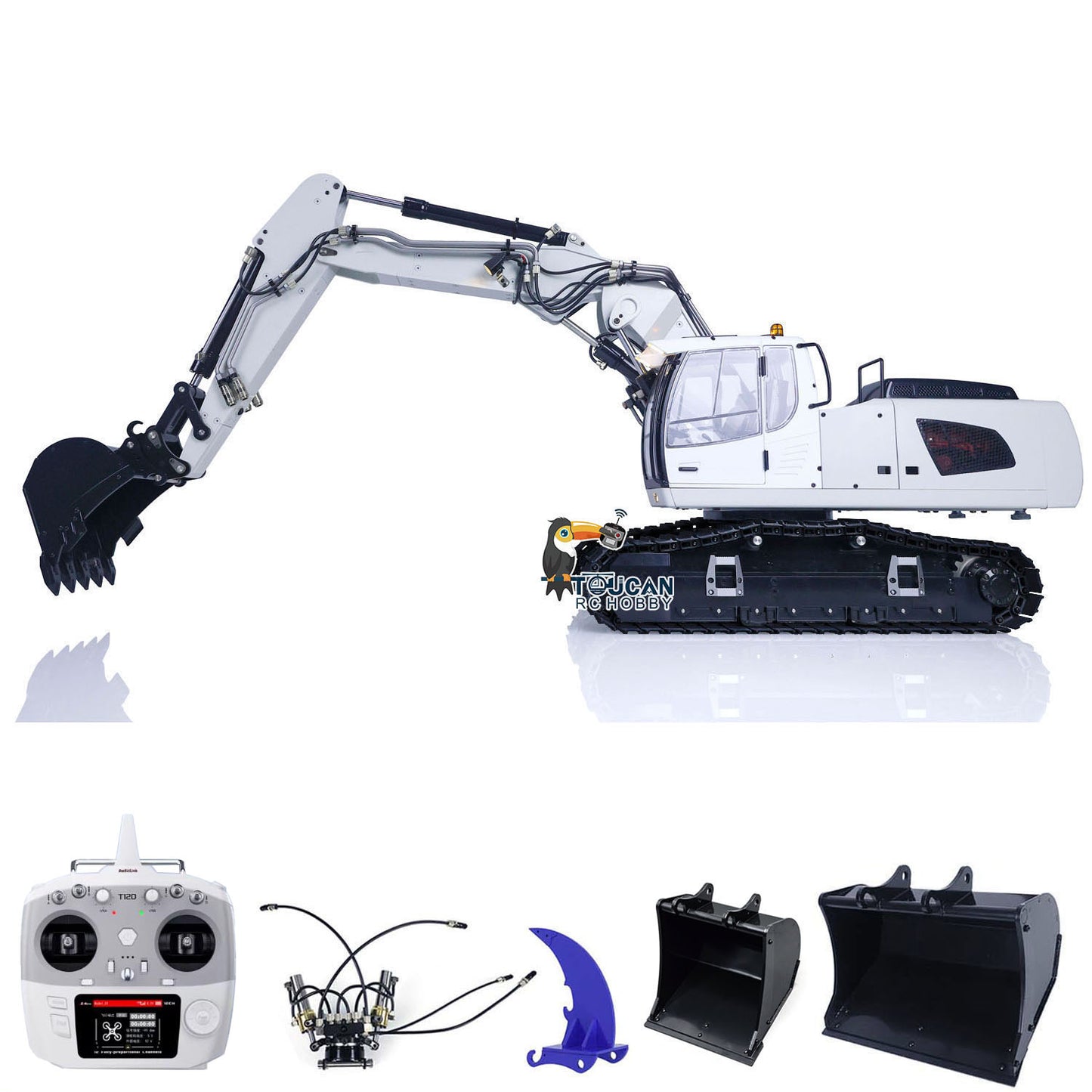 MTM 1/14 946-3 RC 3 Arms Painted Assembled Metal Hydraulic ARTR Tracked Excavator Digger With Ripper Grab Tiltable Bucket