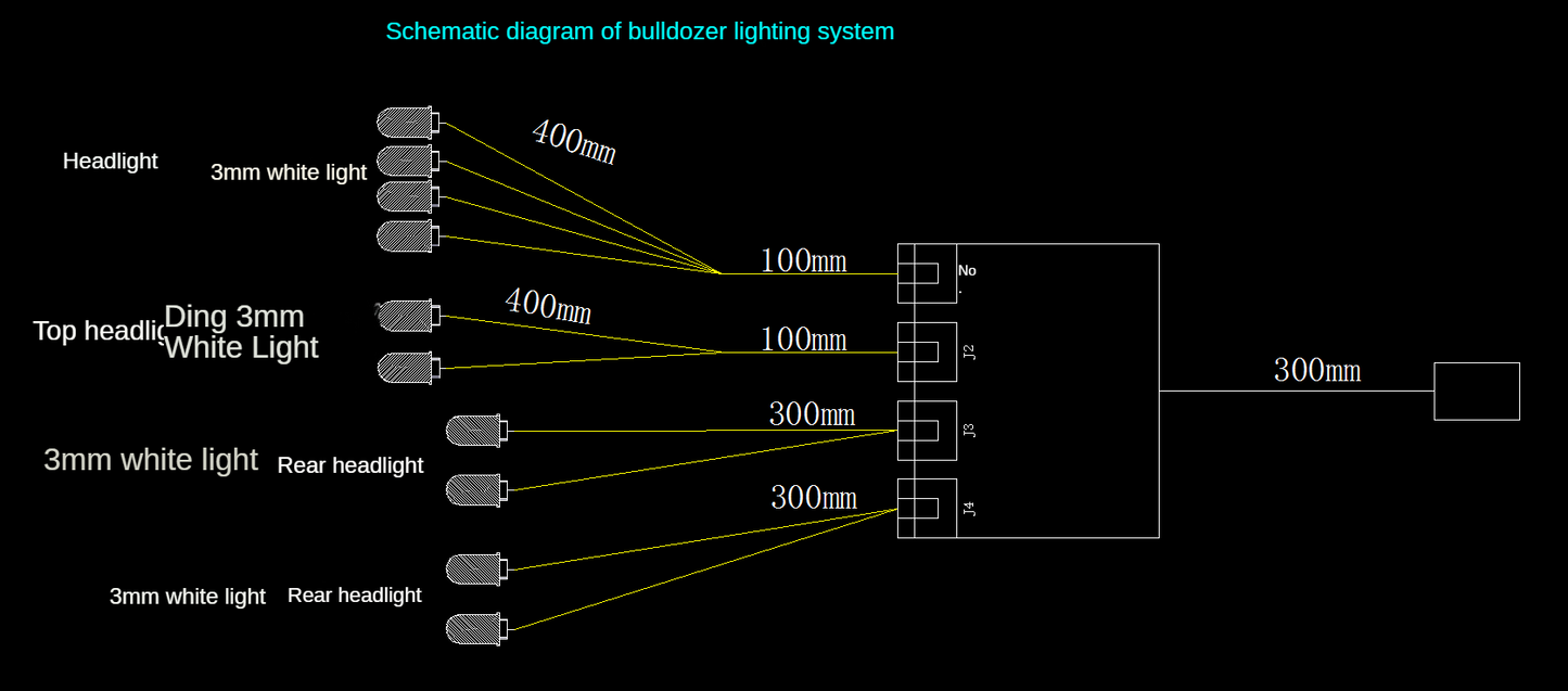LED Light System For 1/14 JDM-88 Hydraulic RC Loader Model RC Bulldozer Model DIY Parts