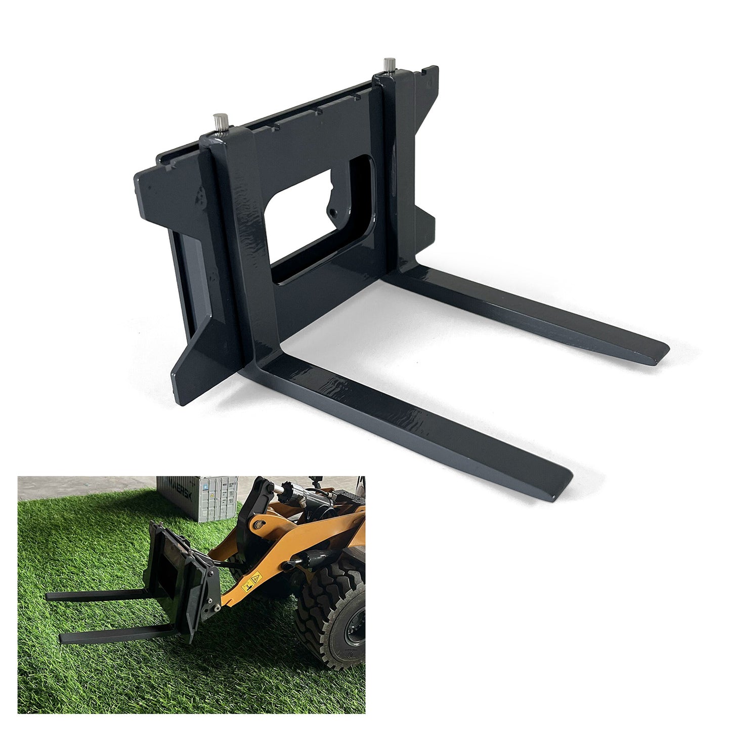 XDRC Metal Rock Sand Bucket Wood Grabber Fork pour chargeur hydraulique 1/14 580 RC