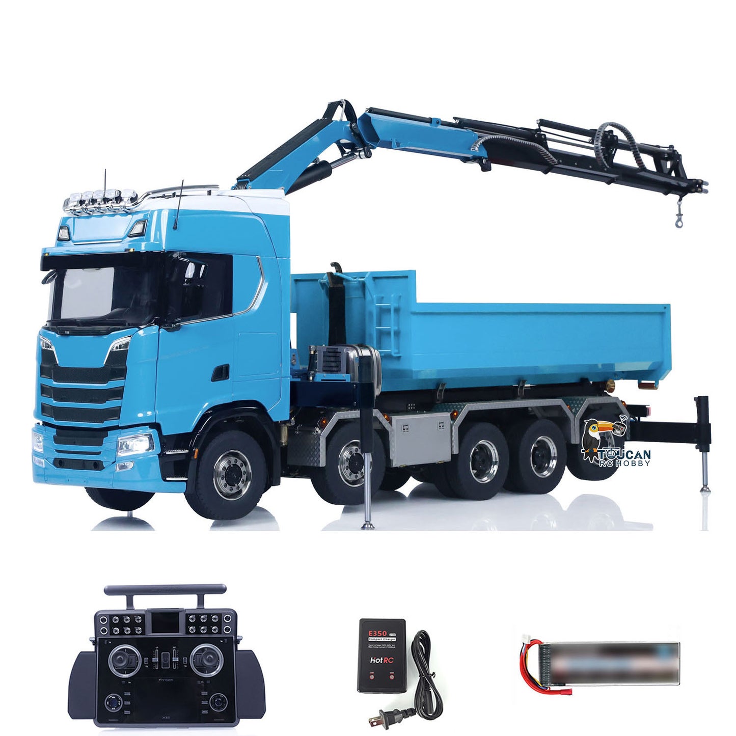 SA770S 1/14 RC Camion à benne basculante à grue hydraulique 10X10 Voiture à benne basculante complète radiocommandée