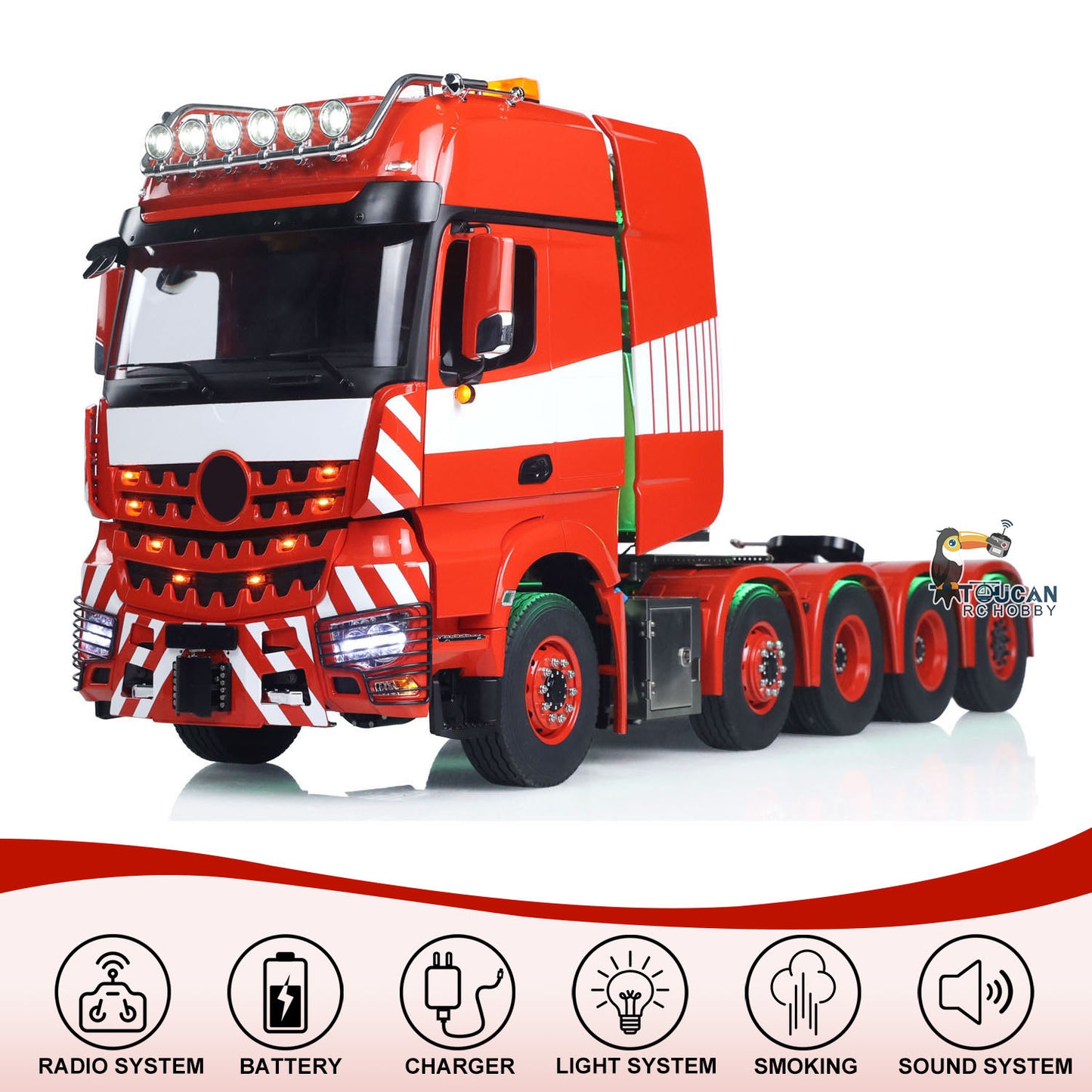 TOUCAN 10X8 Metal Chassis 3363 1/14 RC Tractor Truck RTR Lorry Car Smoke Sound 2Speed Gearbox ST8 Battery Rotating Light