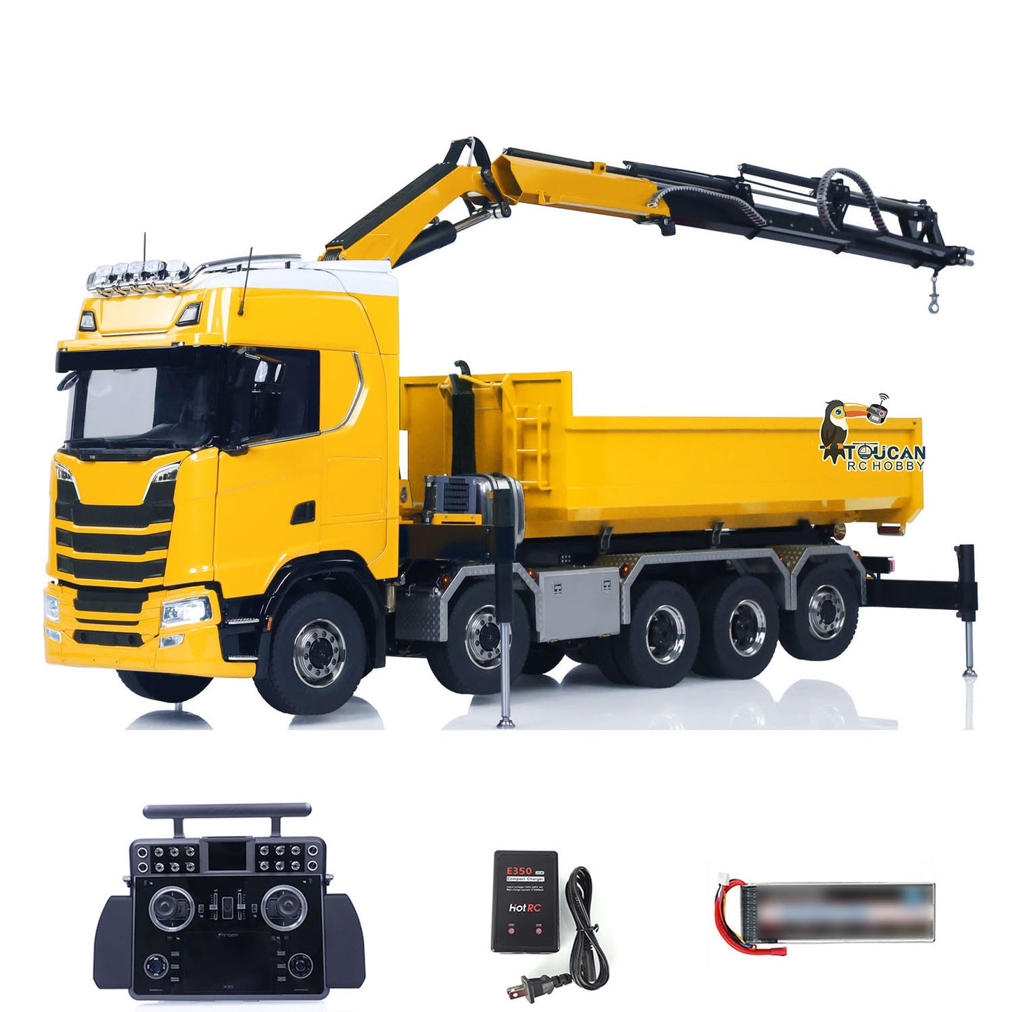 SA770S 1/14 RC Camion à benne basculante à grue hydraulique 10X10 Voiture à benne basculante complète radiocommandée