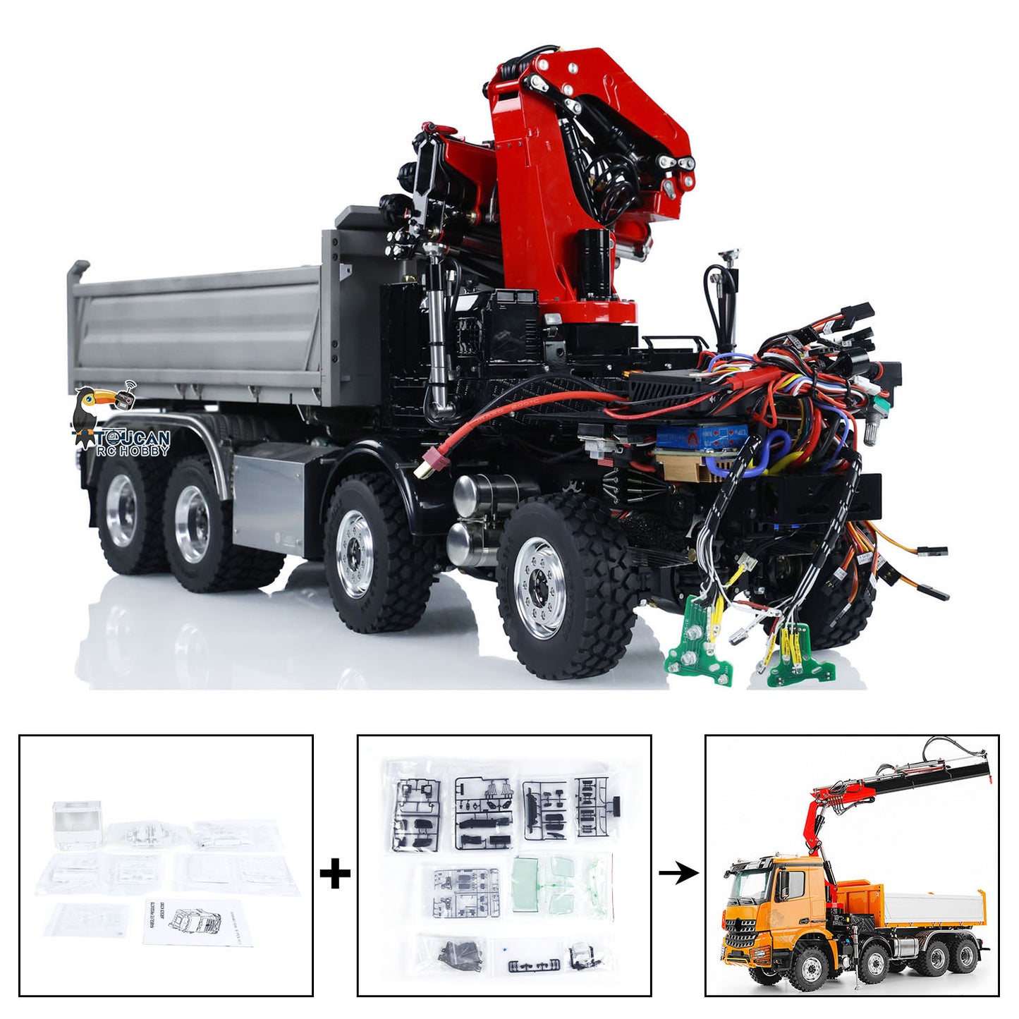 LESU 3348 8X8 RC Hydraulic Dump Truck 3-Ways 1/14 Remote Control Crane Tipper