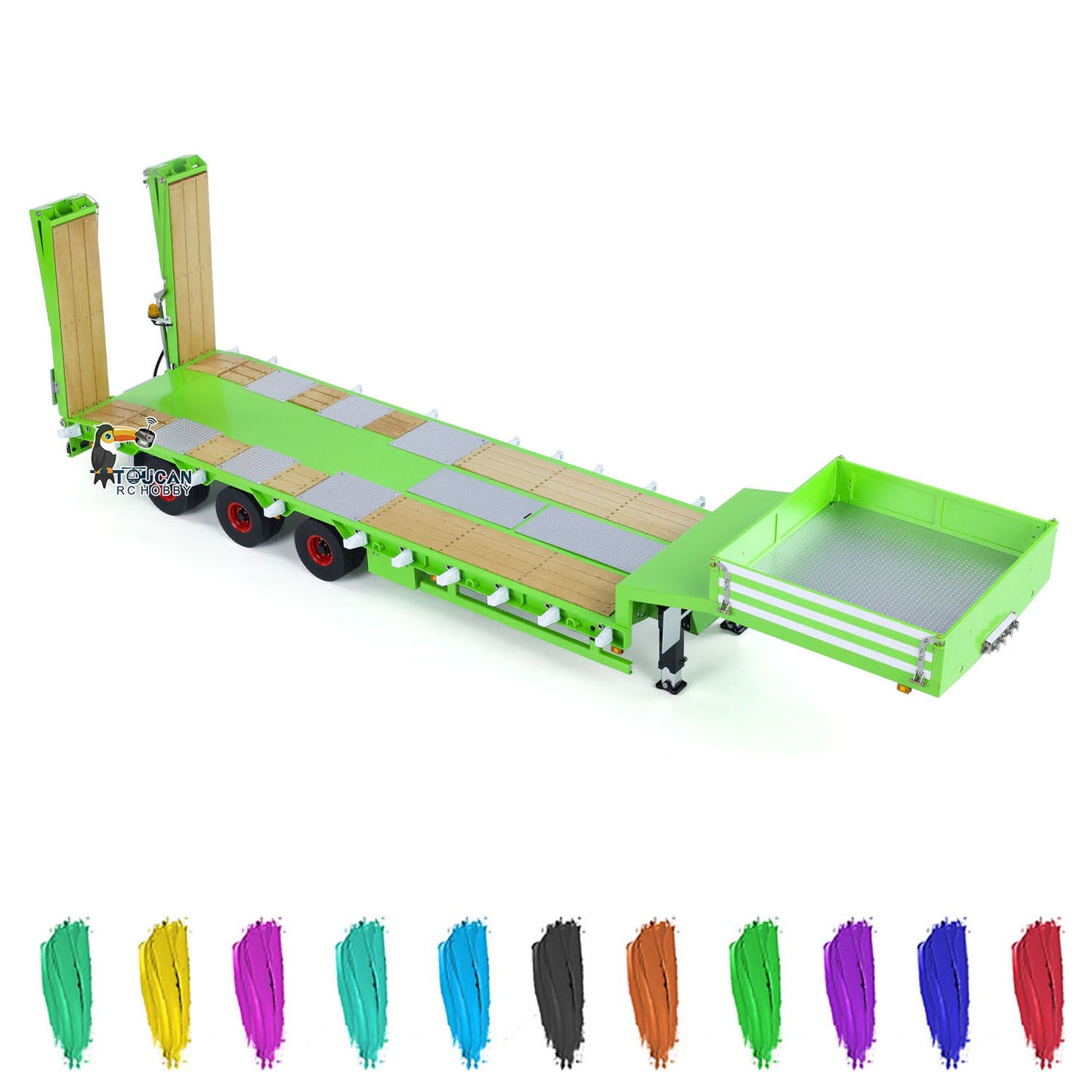 1/14 LESU Metal Trailer Hydraulic Lifting Tailboard Electric Legs Painted for RC Tractor Truck DIY Radio Controlled Lorry Car