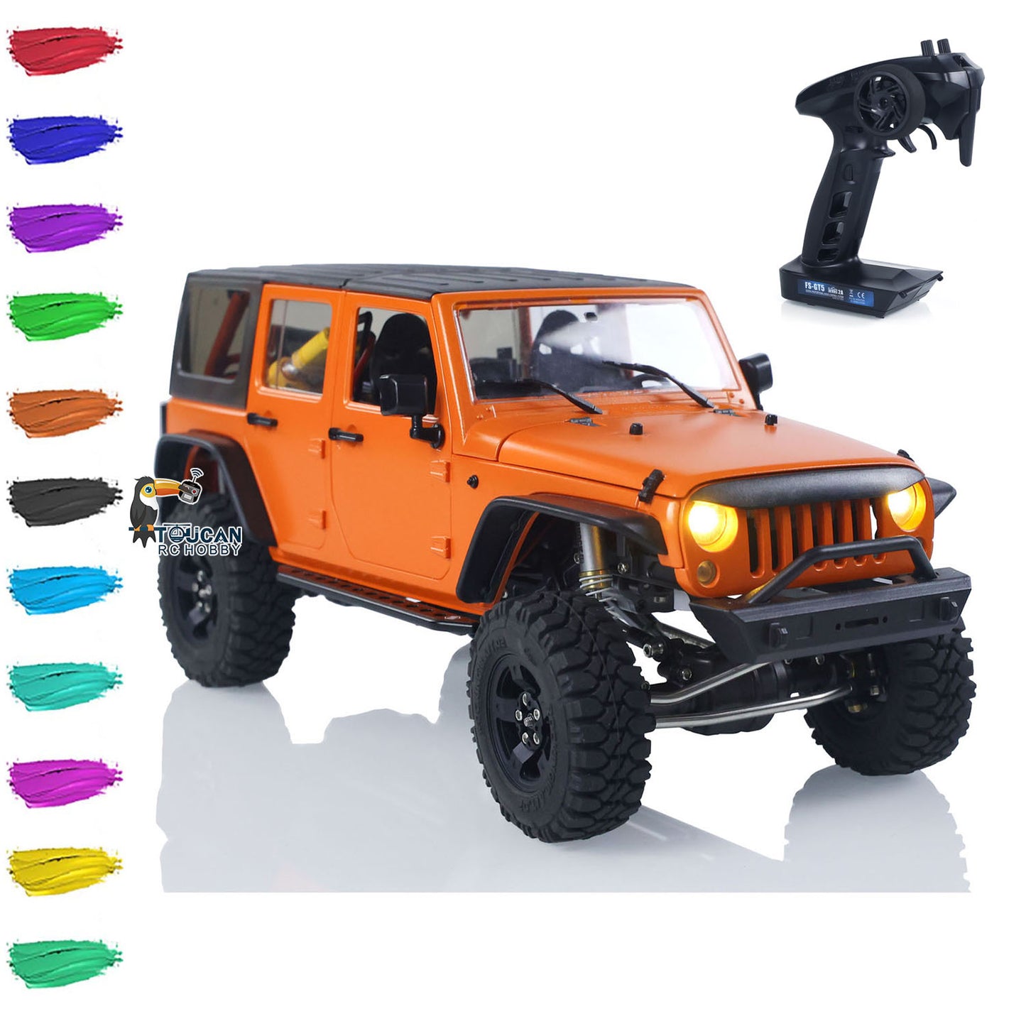 CAPO 1/18 RC Crawler Car CUB2 RTR Remote Control Off Road Vehicle 2-Speed Transmission Flysky GT5 Radio Battery Light Sound
