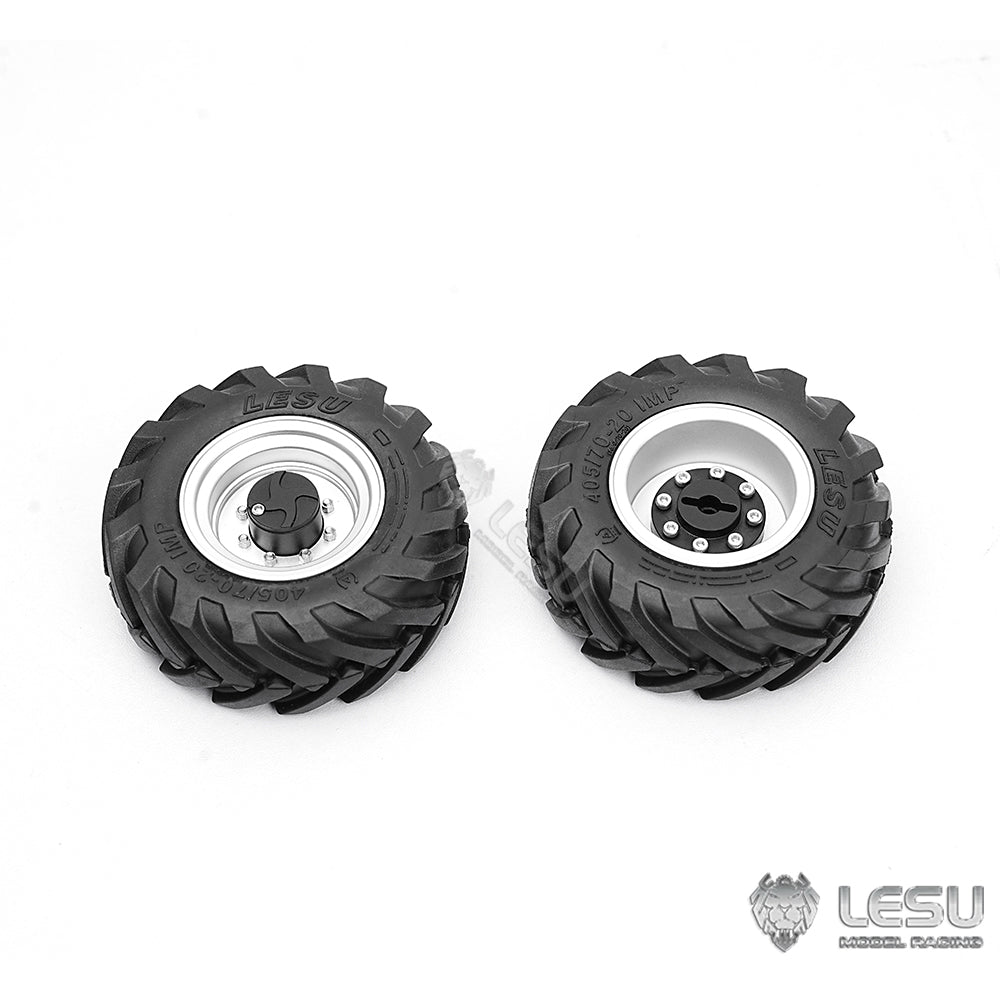1Pair Wheel Metal Hub Rubber Tire for LESU AOUE MCL8 AT1050 6MDX DIY 1/14 RC Hydraulic Loader Radio Control Dump Truck Model Car