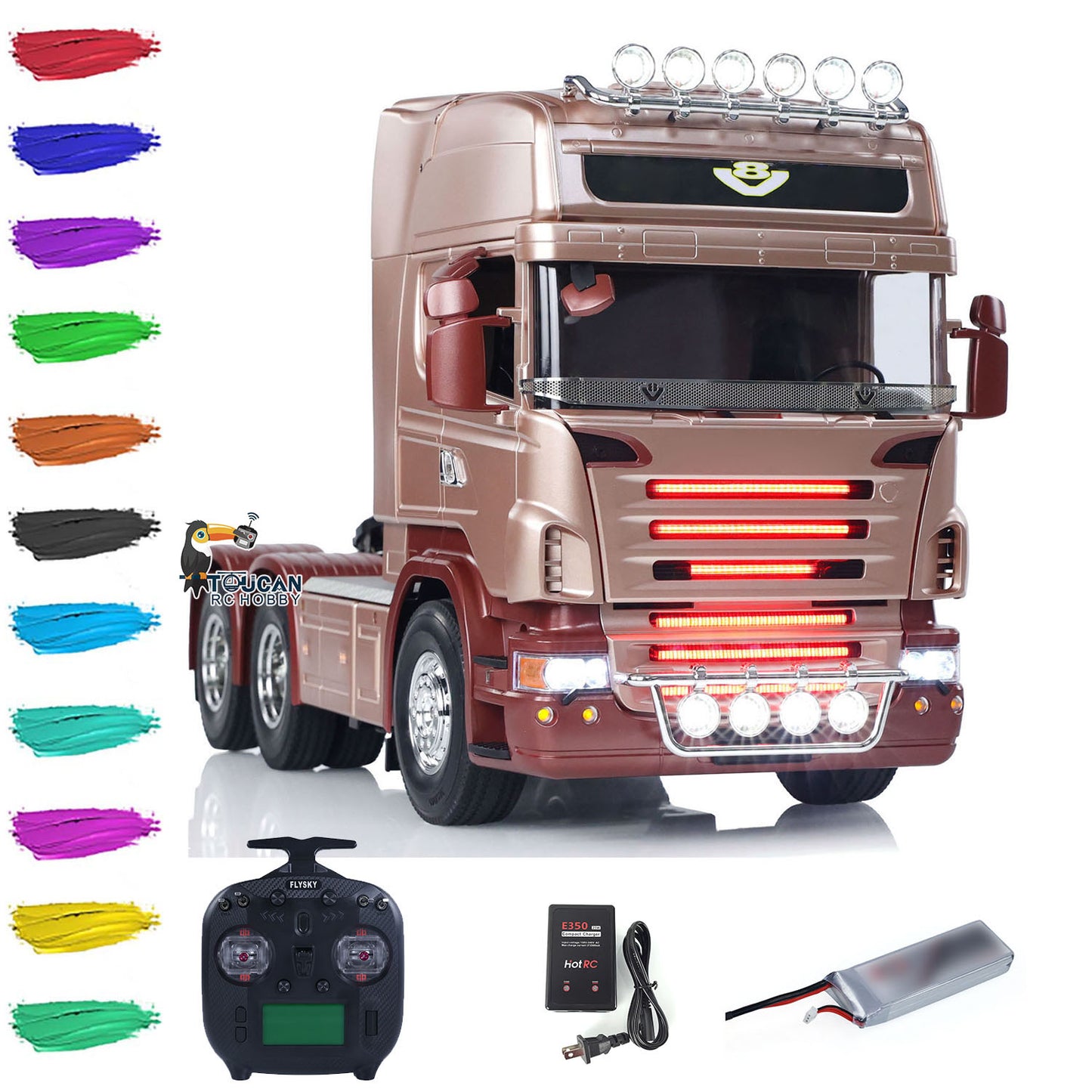 Second Hand 3Axles R620 6*4 1/14 RC Tractor Truck DIY Remote Control Lorry Car RTR Radio ESC