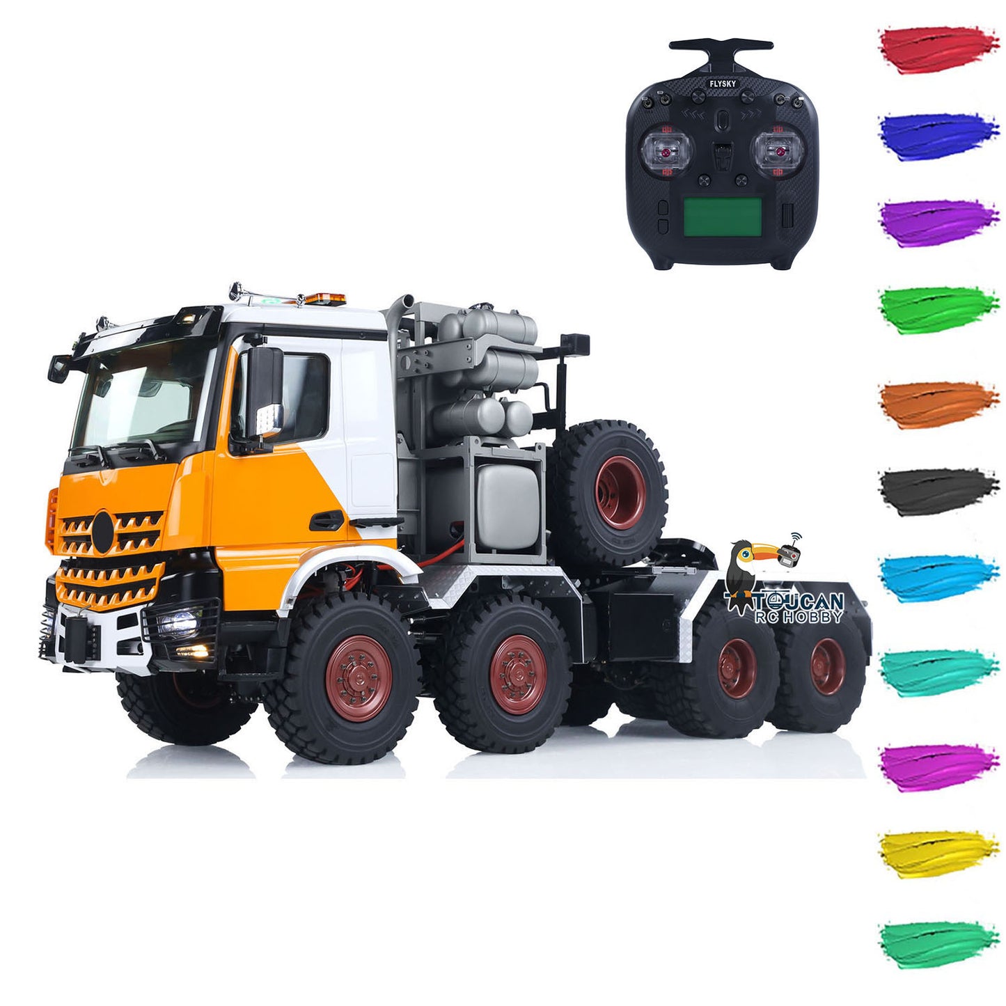 1/14 8x8 Metal RC Off Road Tractor Truck Ar3363 Remote Control Lorry Car Differential Lock Axle 3Speed Gearbox ST8 Radio