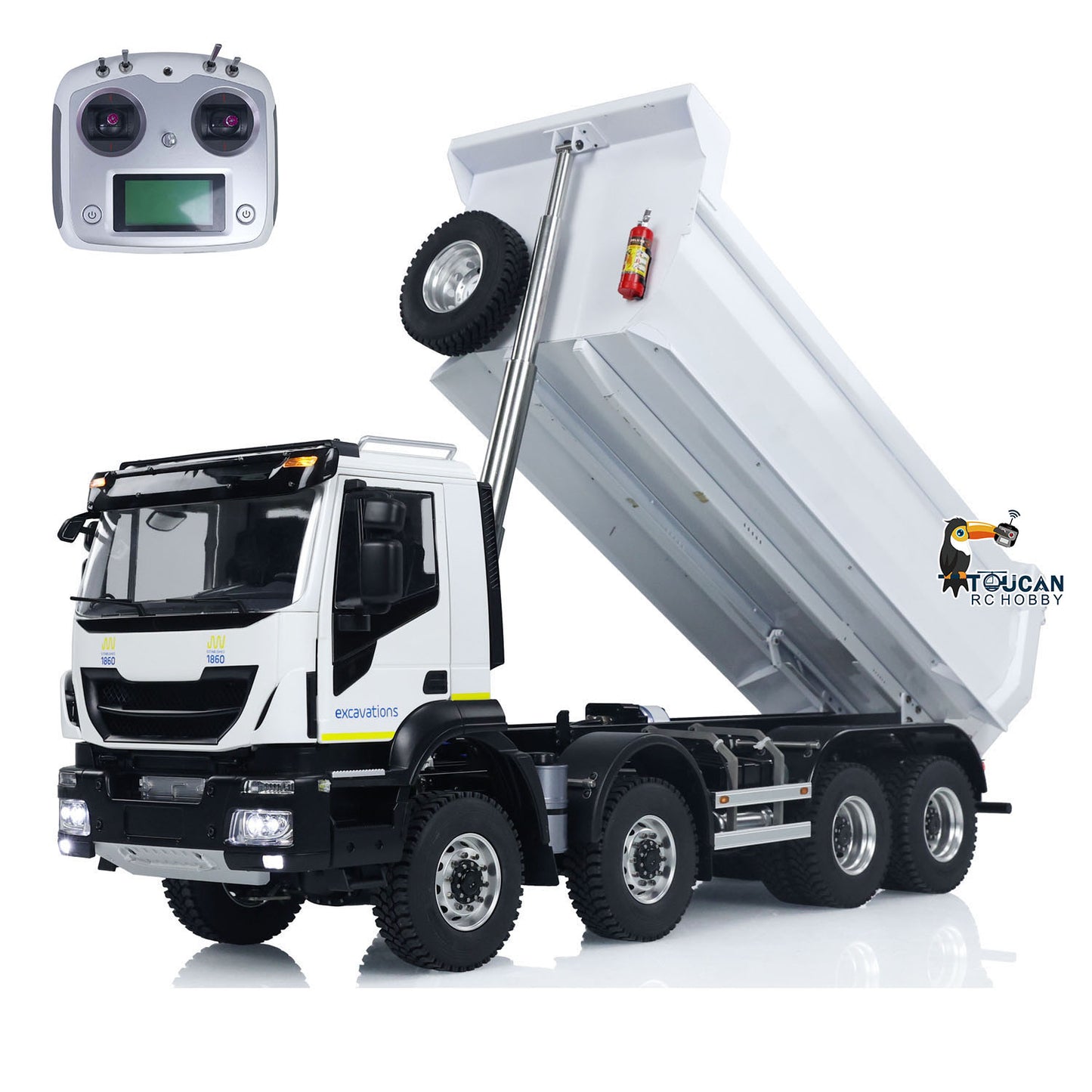 Camion à benne basculante hydraulique RC en métal 1:14 8x8