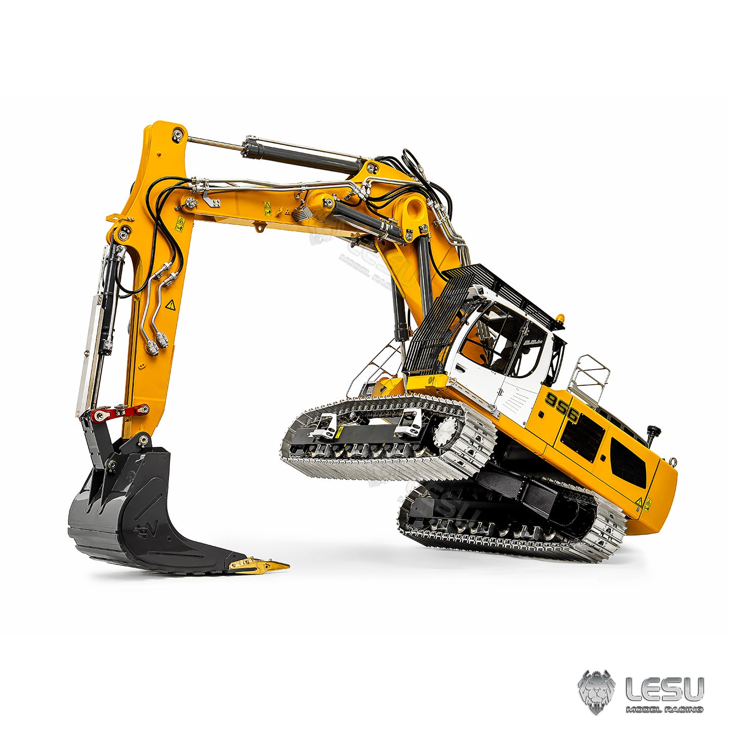 LESU 1/14 RC Hydraulic Excavator LR956 Metal 3 Arms Digger Model 4+3CH Valve Dual Pumps Light Flysky PL18EV LITE