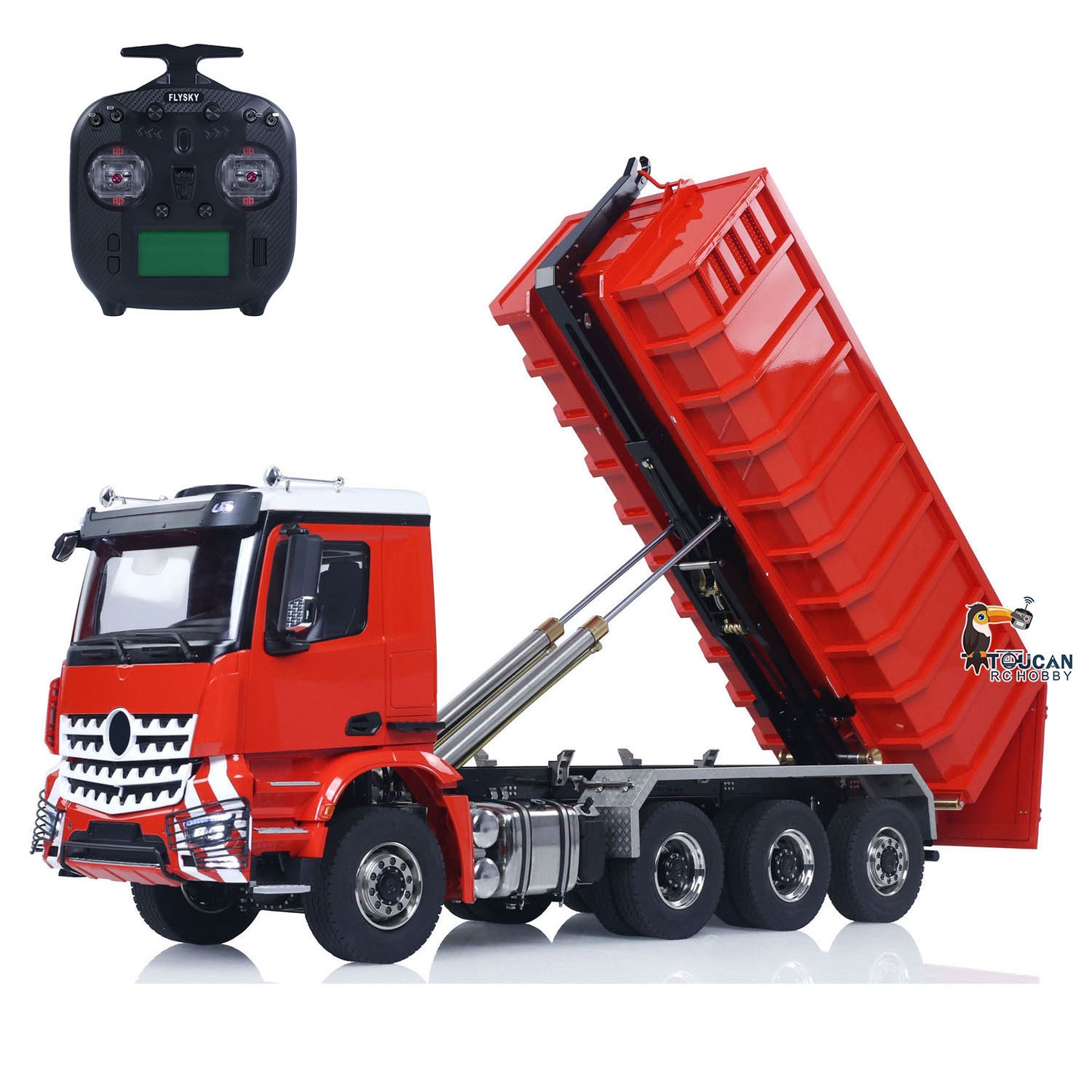 Dumper hydraulique RC en métal 1/14 8x8 Roll Off Dump Truck 3363 Essieu arrière directeur