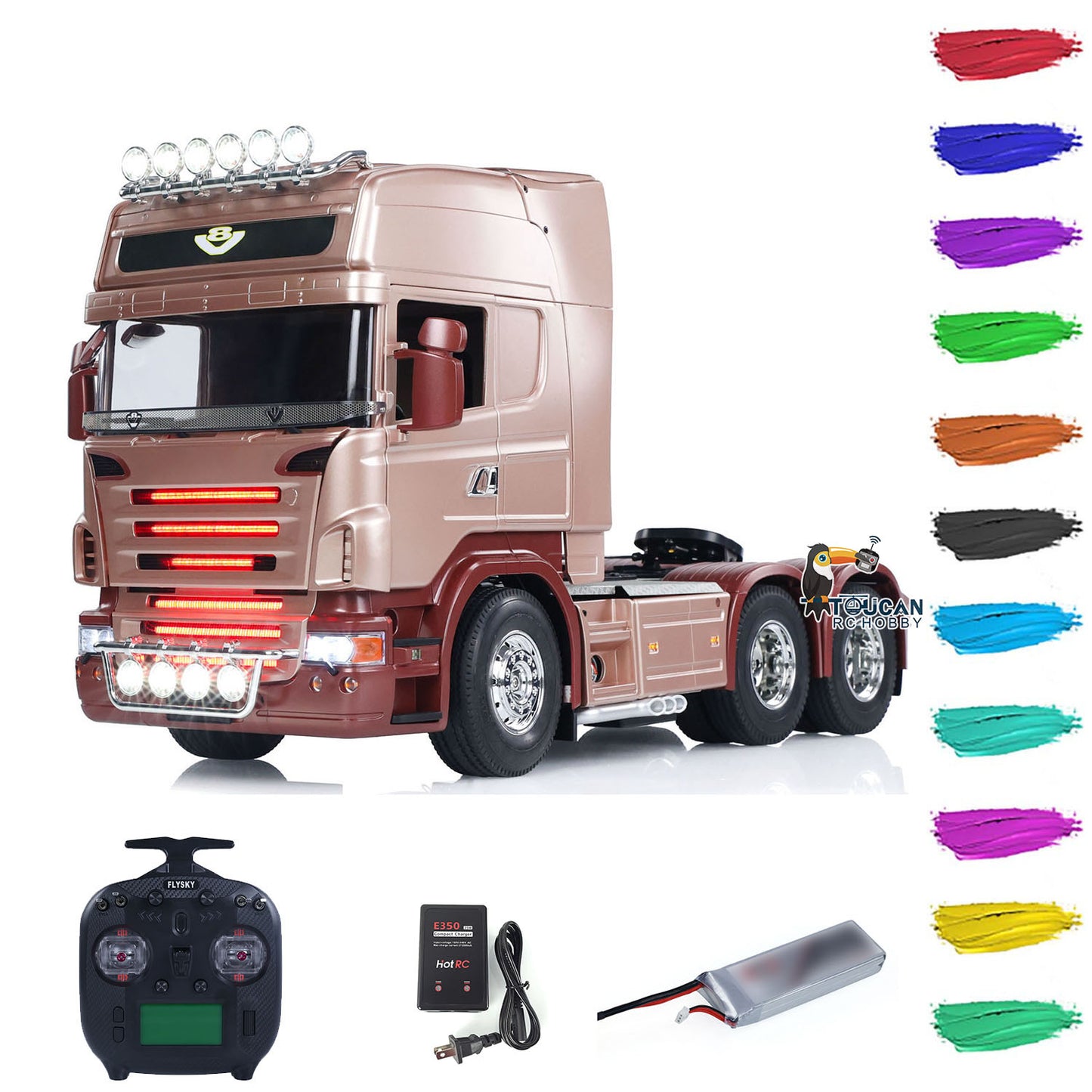 Second Hand 3Axles R620 6*4 1/14 RC Tractor Truck DIY Remote Control Lorry Car RTR Radio ESC