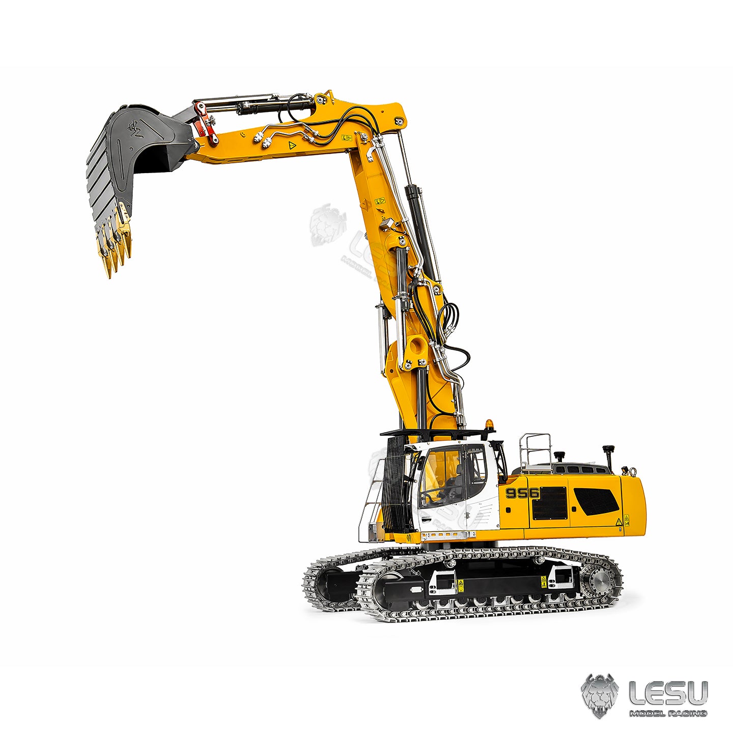 LESU 1/14 RC Hydraulic Excavator LR956 Metal 3 Arms Digger Model 4+3CH Valve Dual Pumps Light Flysky PL18EV LITE