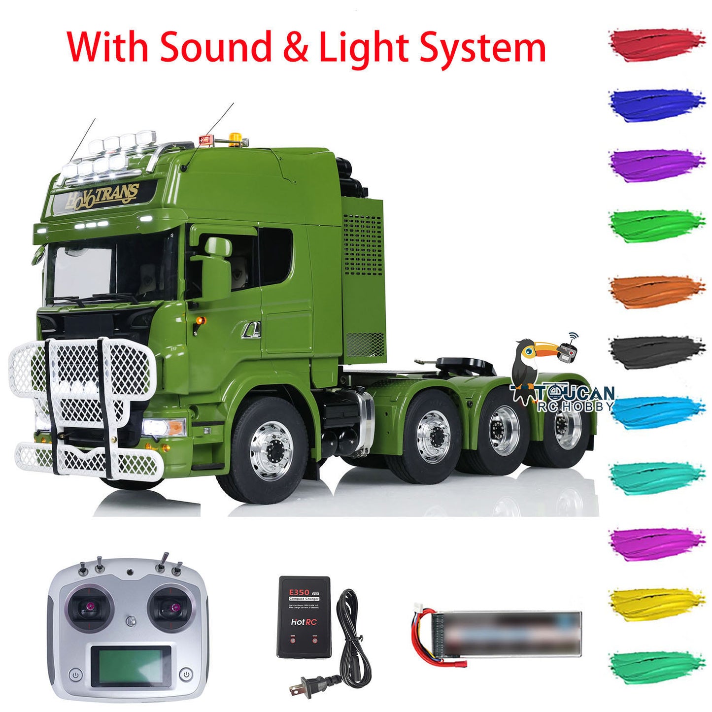 TOUCAN Metal Chassis 1/14 8X8 RC Tractor Truck RTR Radio Control Car Smoke Unit