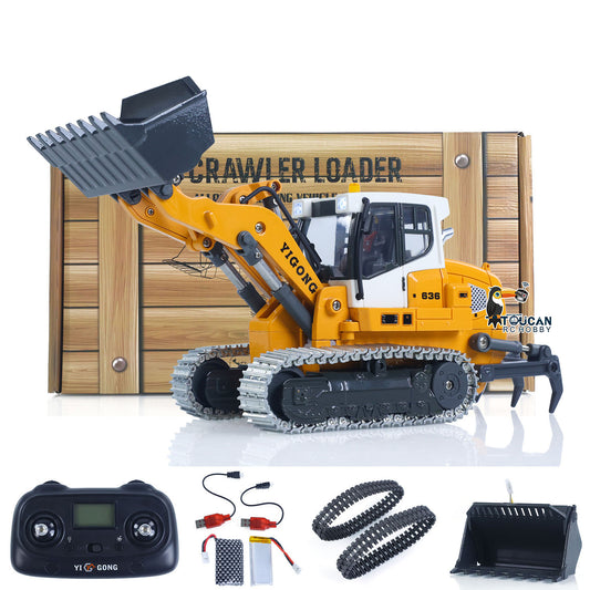 1:50 RC Electric Lifting Tracked Loader LR636 2.4G Construction Vehicle Metal Bucket Tracks Ripper RTR Model Light Sound Battery