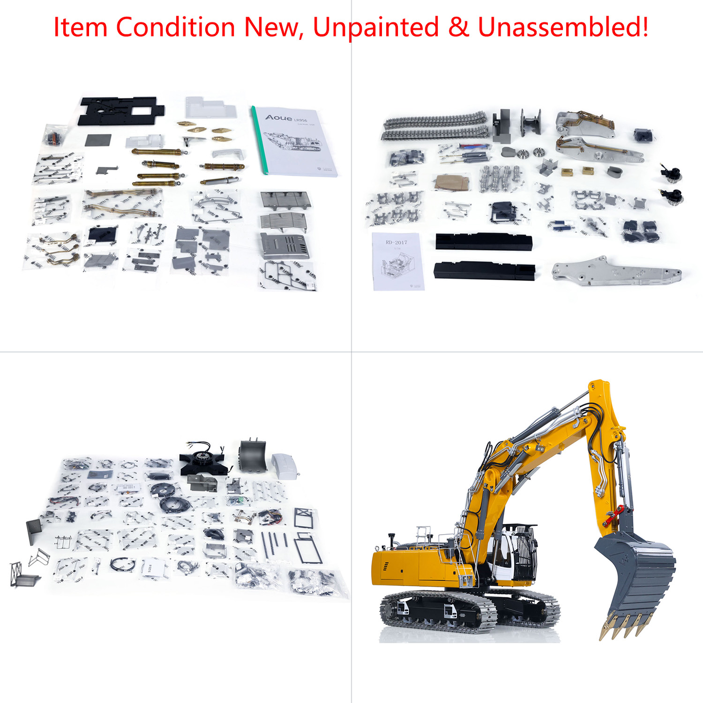 LESU 1/14 Remote Control Metal Hydraulic Excavator Aoue LR956 KIT 3 Arms RC Digger Model 7CH Valve GPS 4MPA Dual Pumps Light ESC