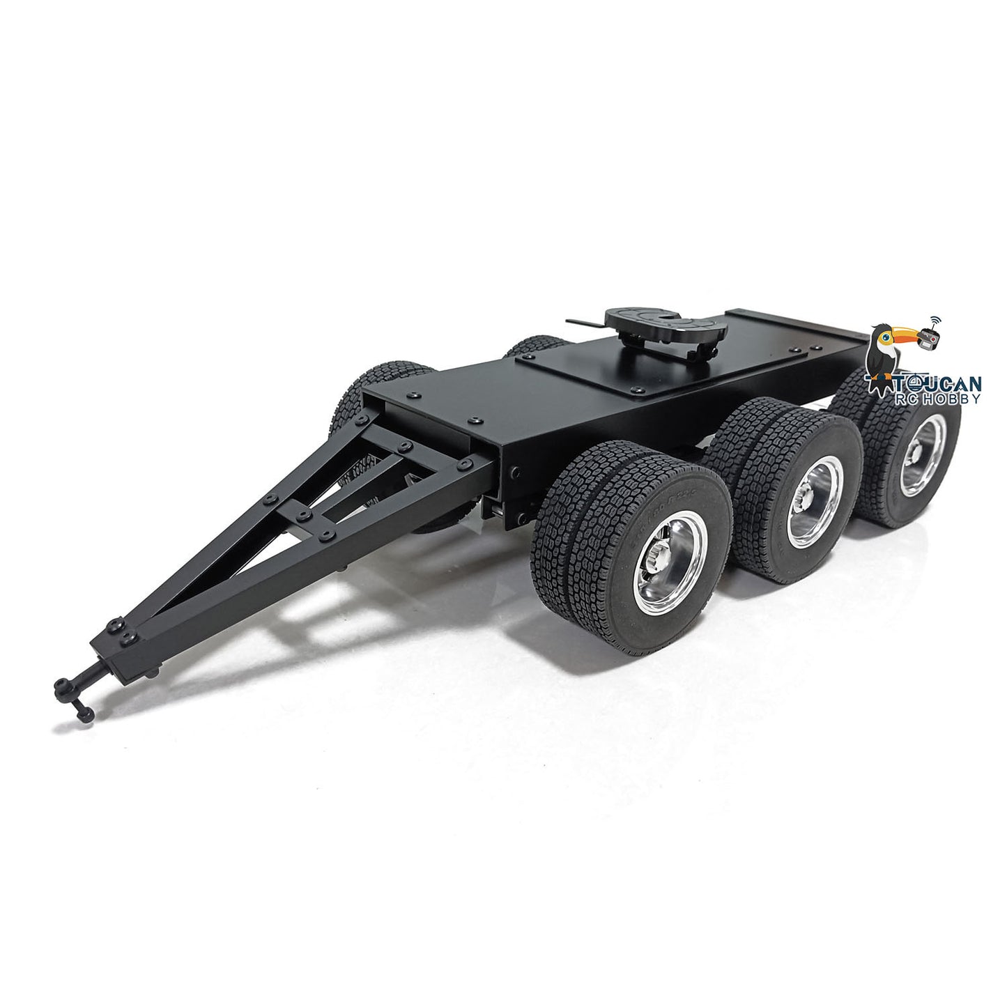 Second Hand US Stock Metal 3 Axles Trailer with Fifth-wheel Traction for 1/14 RC Truck LESU Car Model