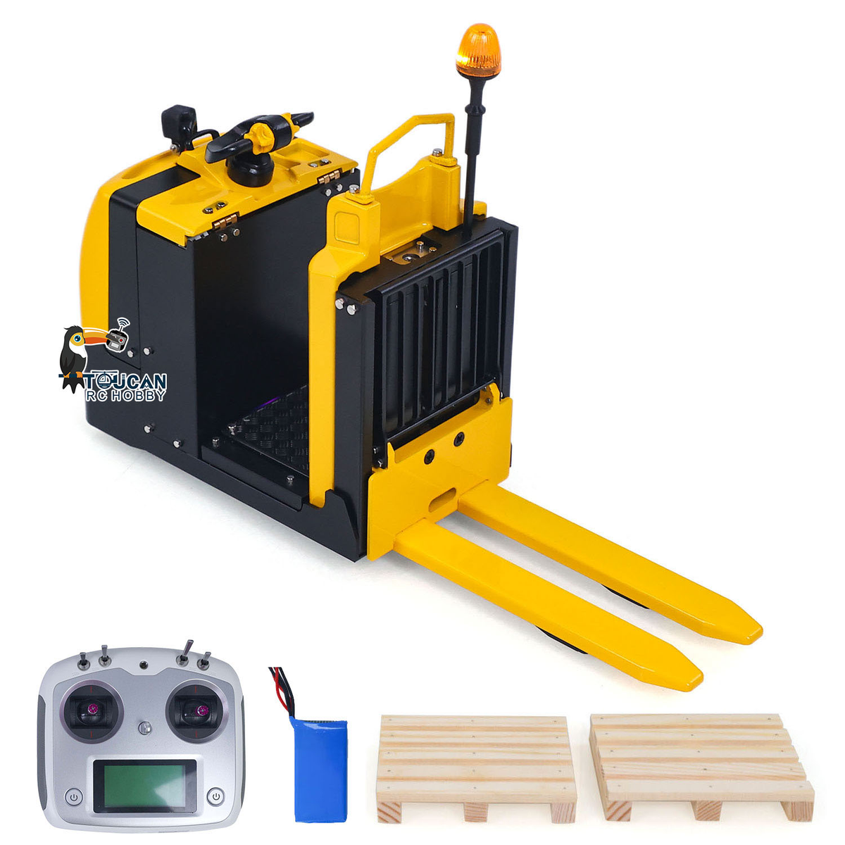 Metal 1/14 RC Electric Forklift MO55 RTR Remote Control Low Level Order Picking Truck Model Flysky Radio Battery Light Sound Ready to Run