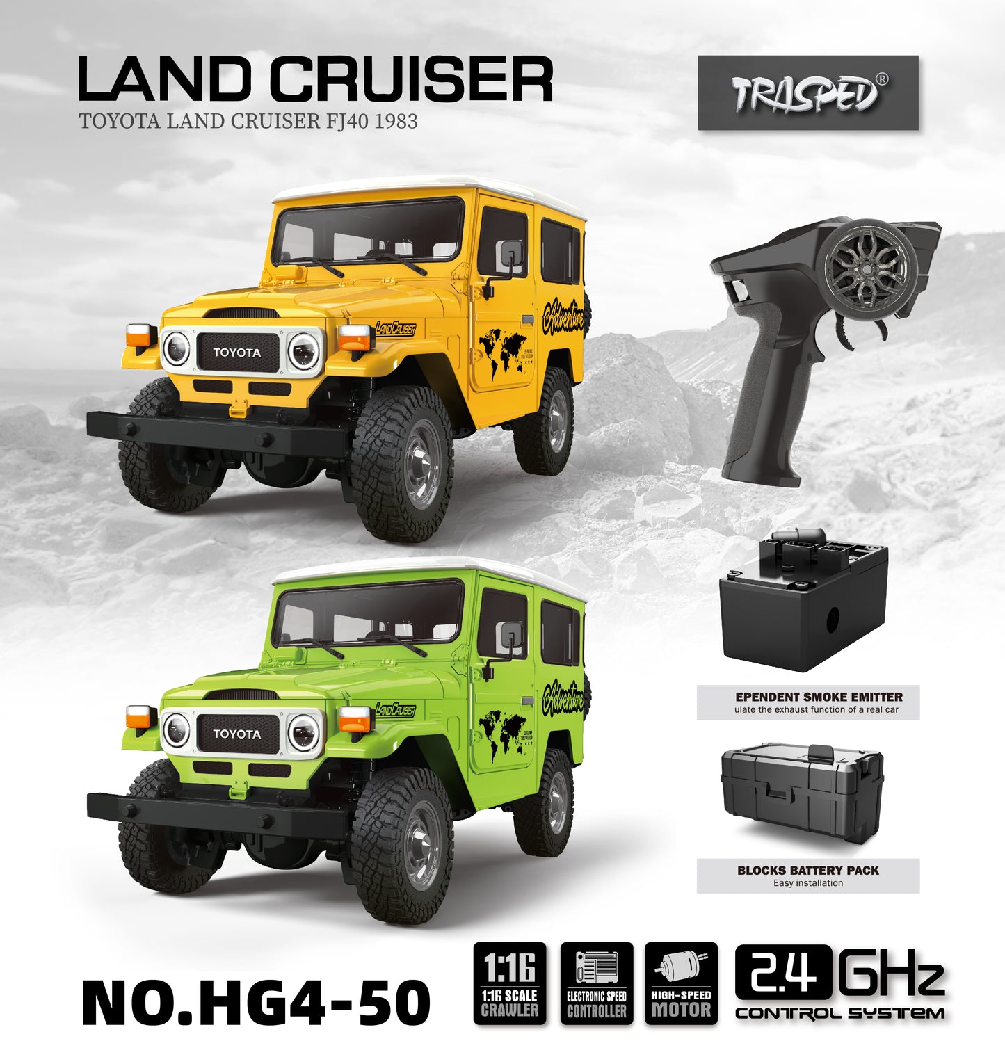 1/16 HG 4x4 RC Off-road Vehicles Land Cruiser FJ40 Electric Crawler Car