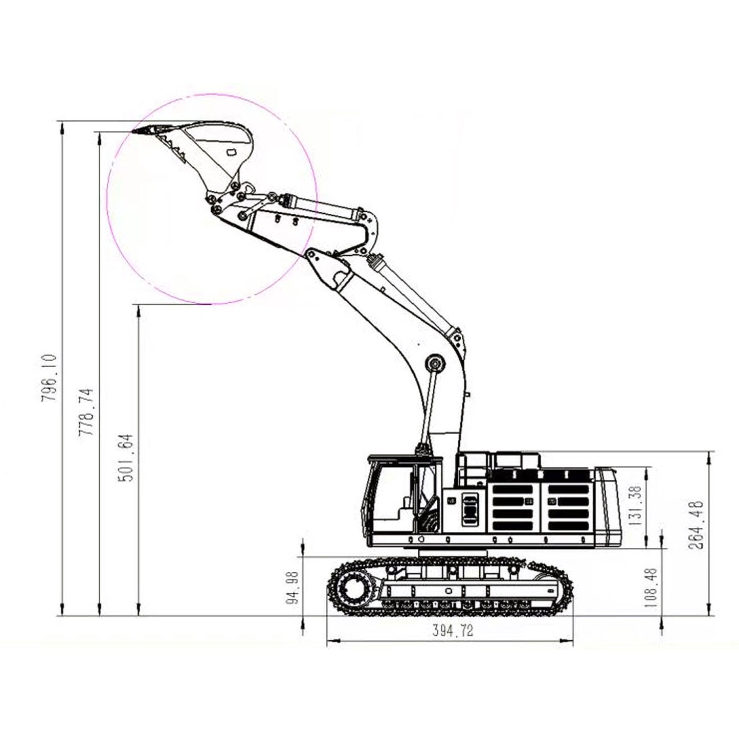 1/14 3 Arms 374F RC Hydraulic Excavator PL18EV Metal Digger Model