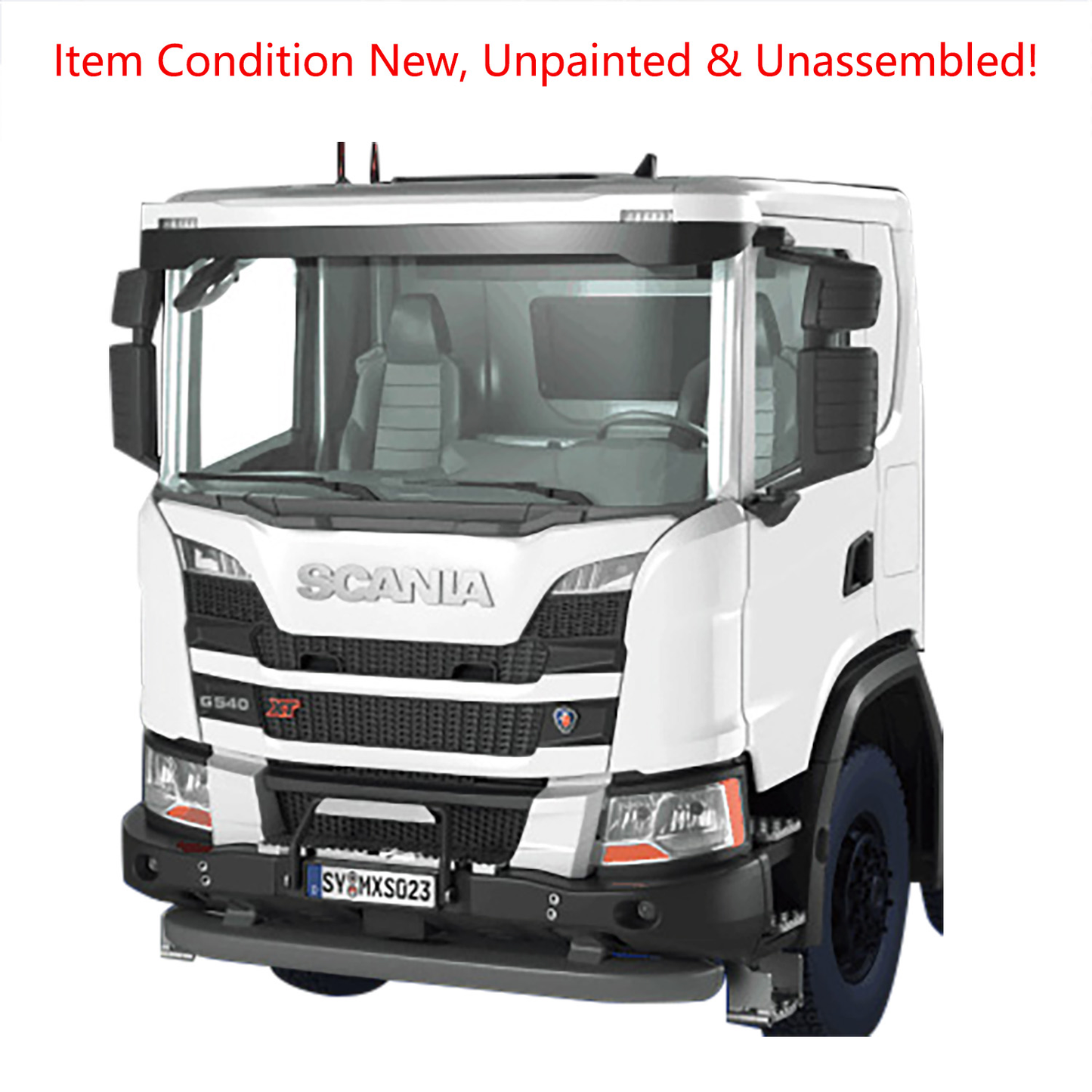 DoubleE Scania G540 Plastic Cabin KIT S023 Unpainted for 1/14 RC Dump Truck DIY Hydraulic Tipper Model NO Lights Sound