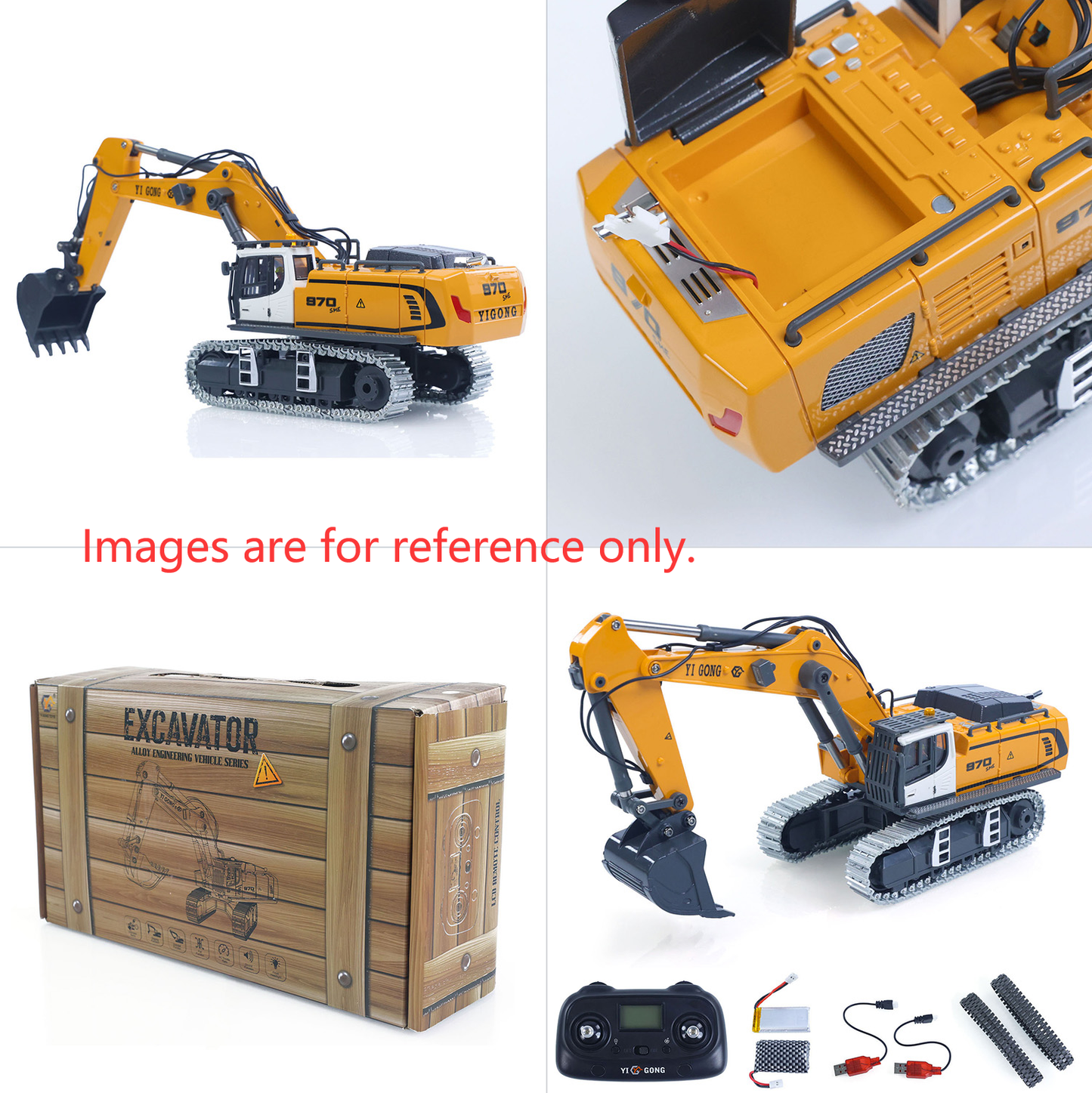 Second Hand US Stock 1/50 RC Excavator K970 Engineering Vehicle Remote Control Electric Lifting Digger Metal Bucket Tracks Light Sound RTR Battery